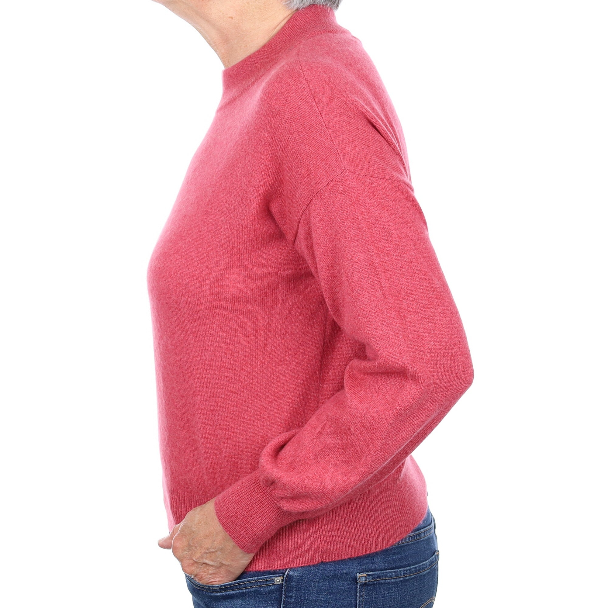 Raspberry Pink Cashmere Slouchy Turtleneck Jumper Medium