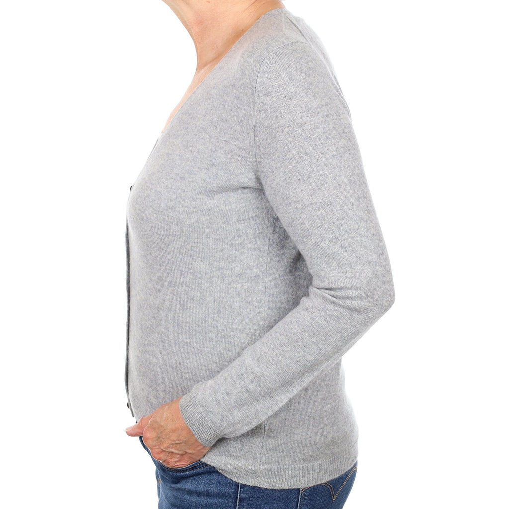 Smoke Grey Cashmere V Neck Cardigan Medium