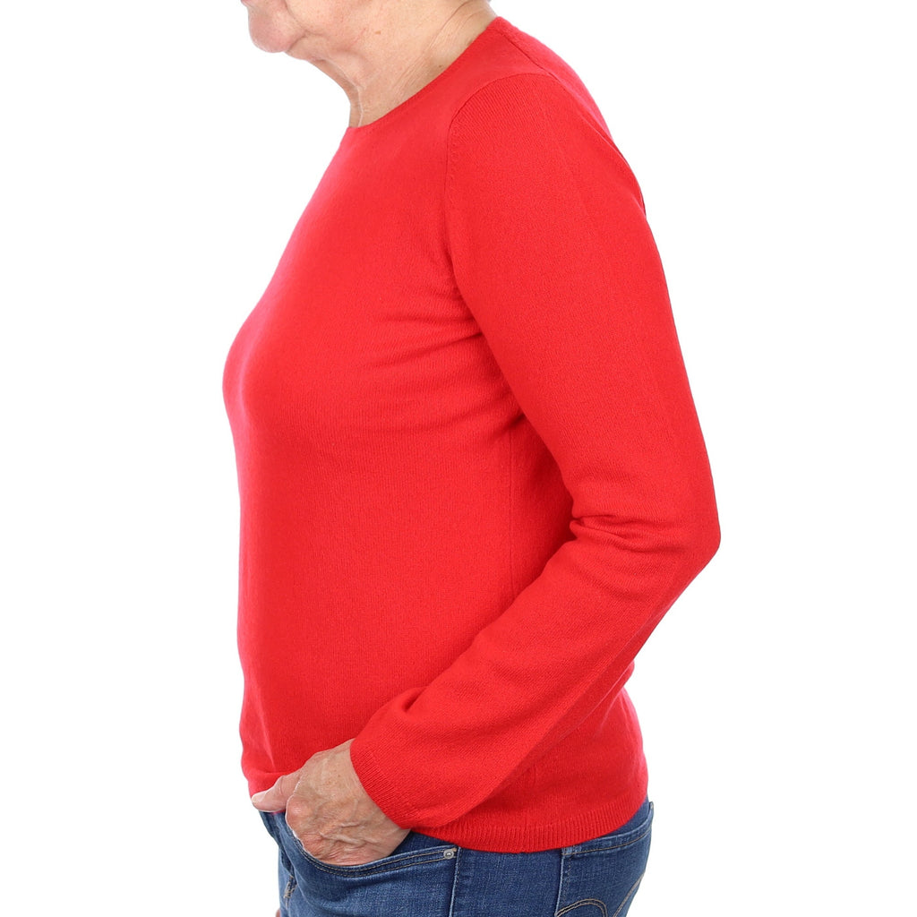 Vermillion Red Cashmere Crew Neck Jumper Medium