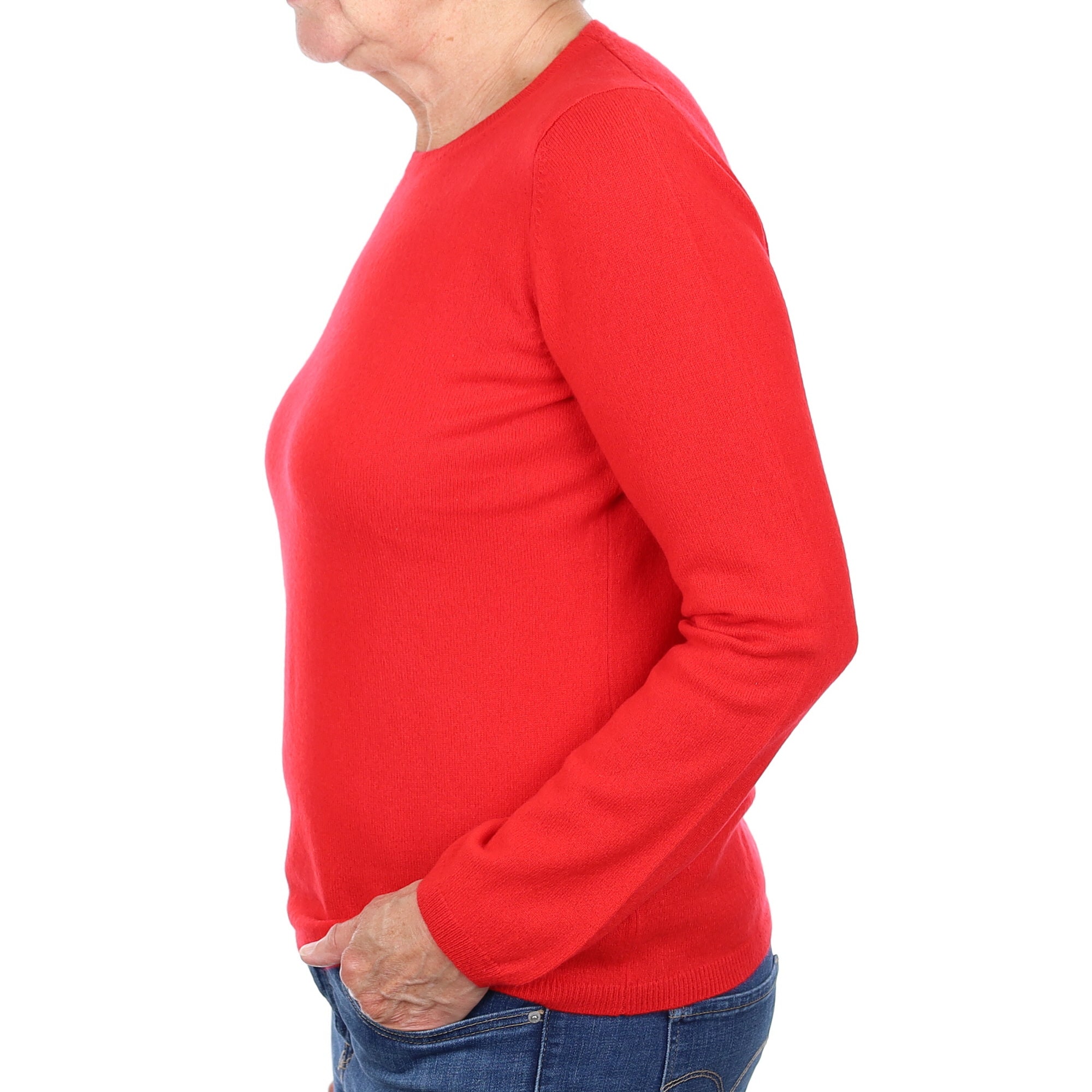 Vermillion Red Cashmere Crew Neck Jumper Medium