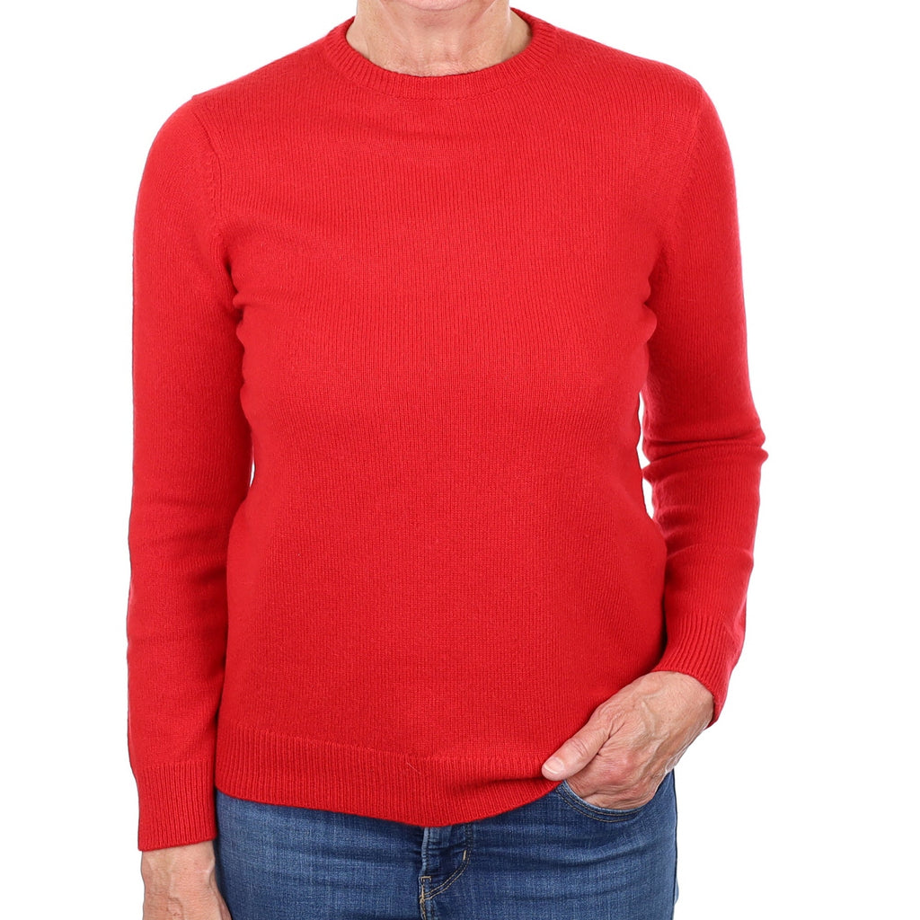 Scarlet Red Cashmere Crew Neck Jumper Medium
