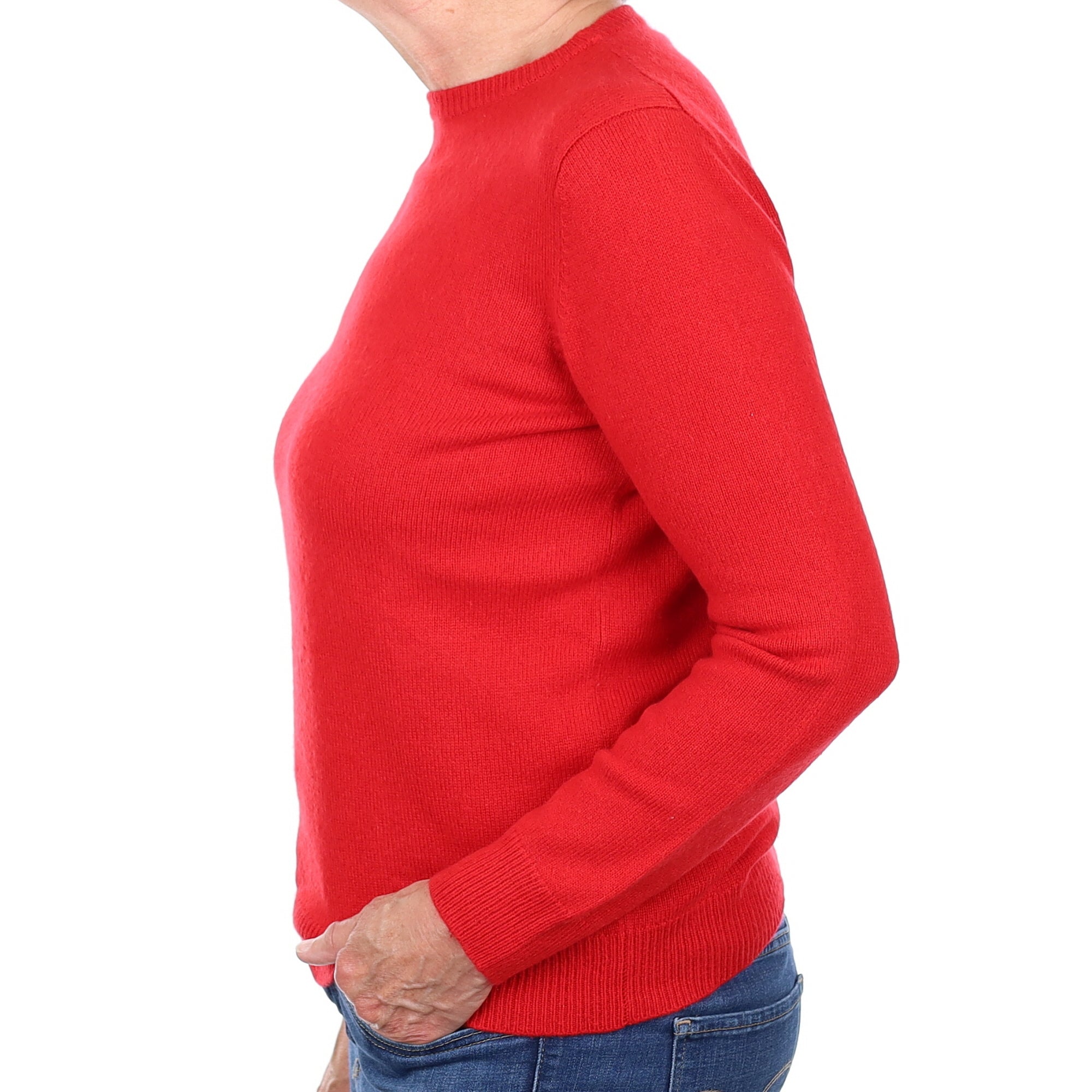 Scarlet Red Cashmere Crew Neck Jumper Medium