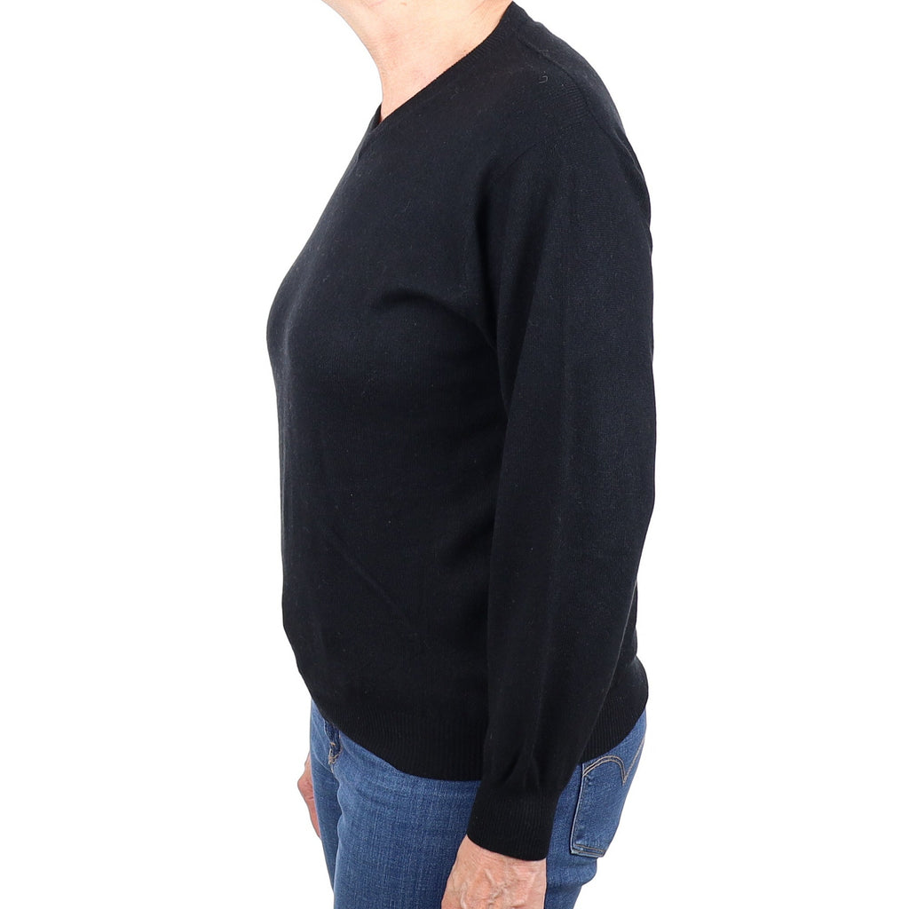 Black Cashmere V Neck Jumper Medium