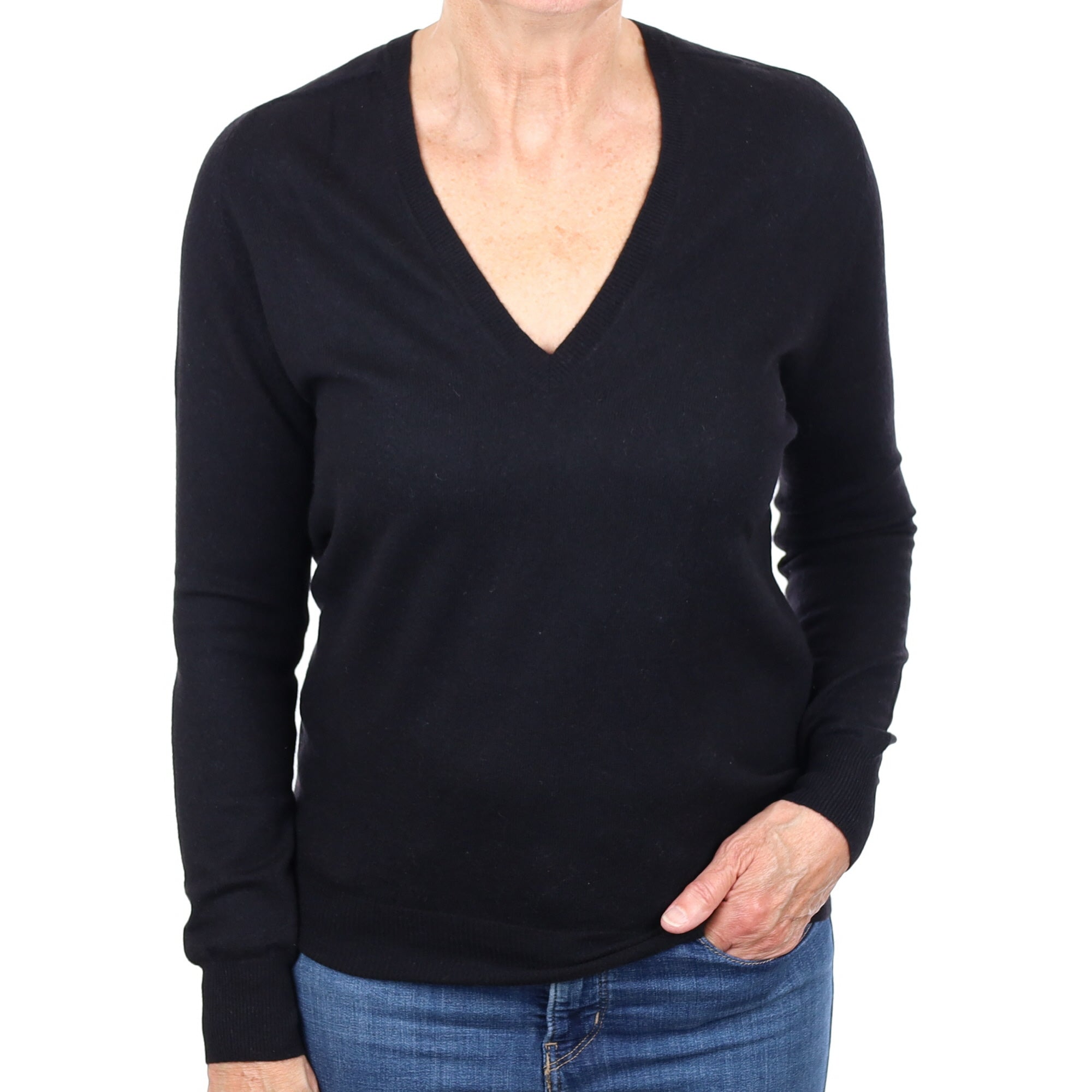 Theory Black Cashmere V Neck Jumper Medium
