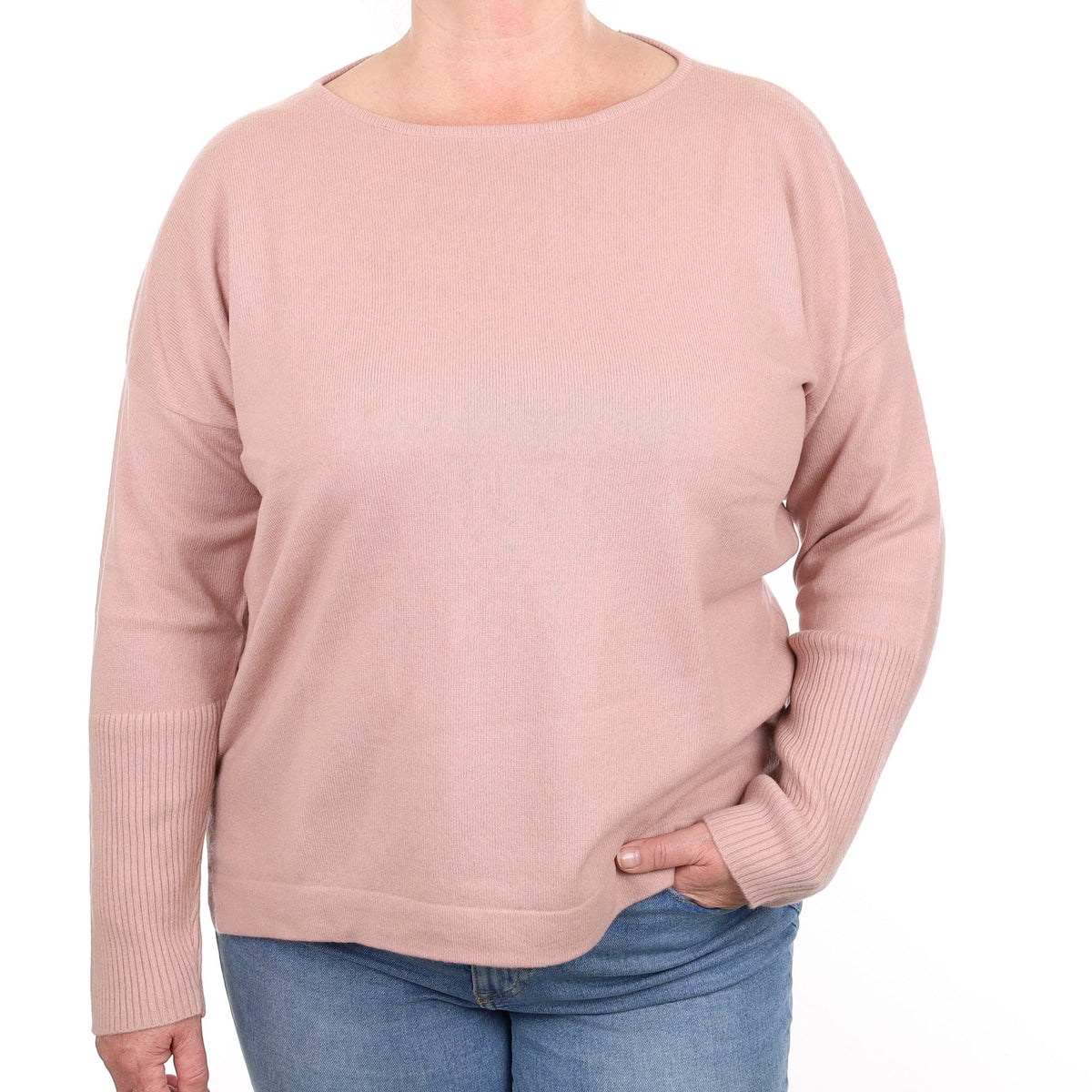 Jaeger Dusky Pink Cashmere Boat Neck Jumper Extra Large