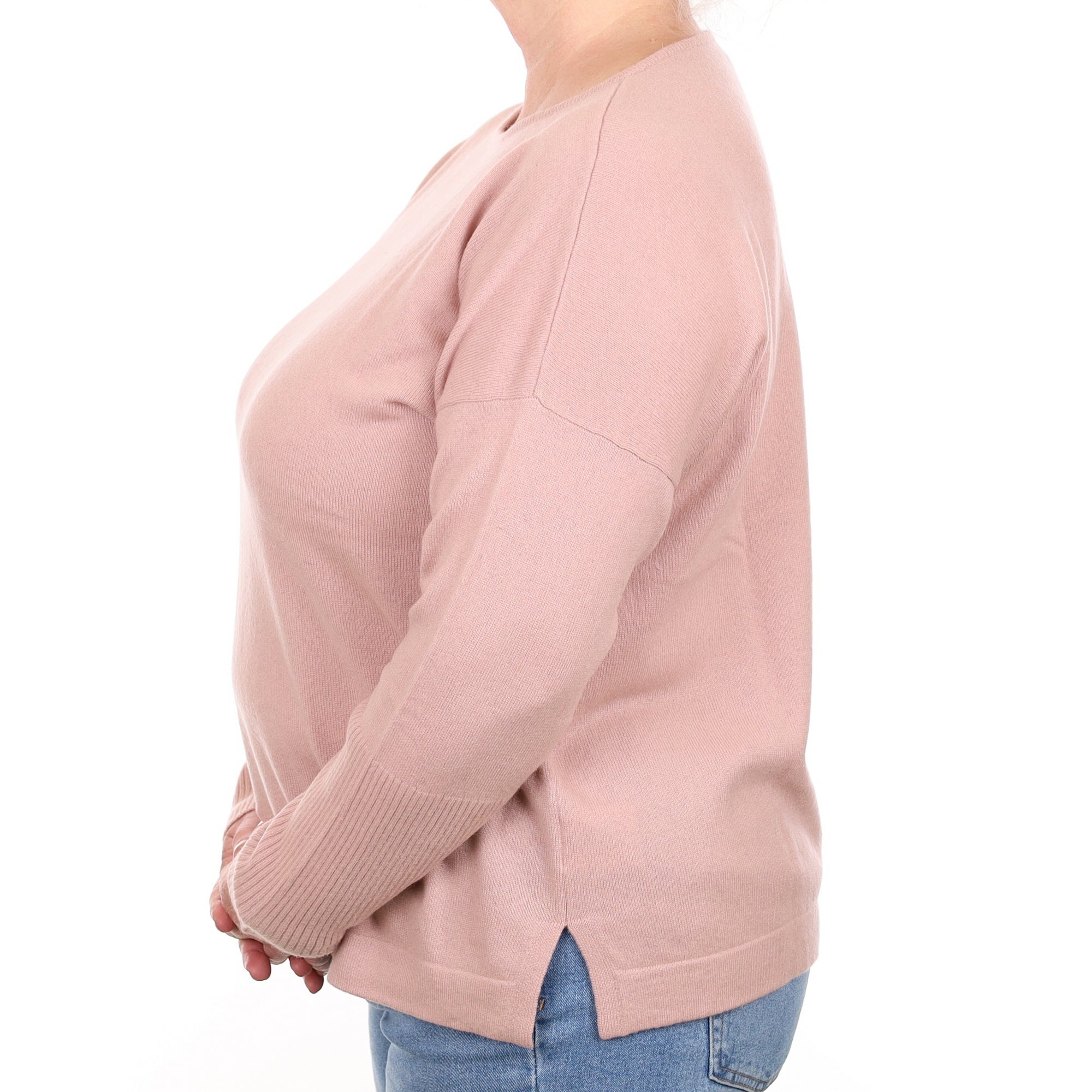 Jaeger Dusky Pink Cashmere Boat Neck Jumper Extra Large