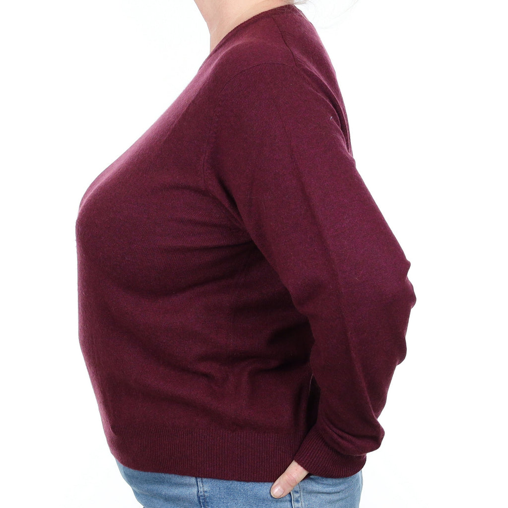 Aubergine Purple Cashmere Crew Neck Jumper Extra Large