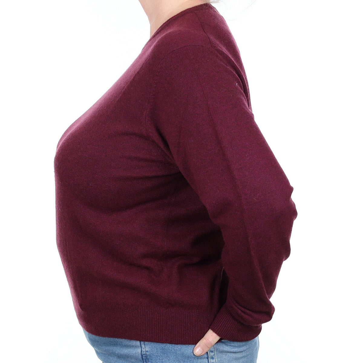 Aubergine Purple Cashmere Crew Neck Jumper Extra Large
