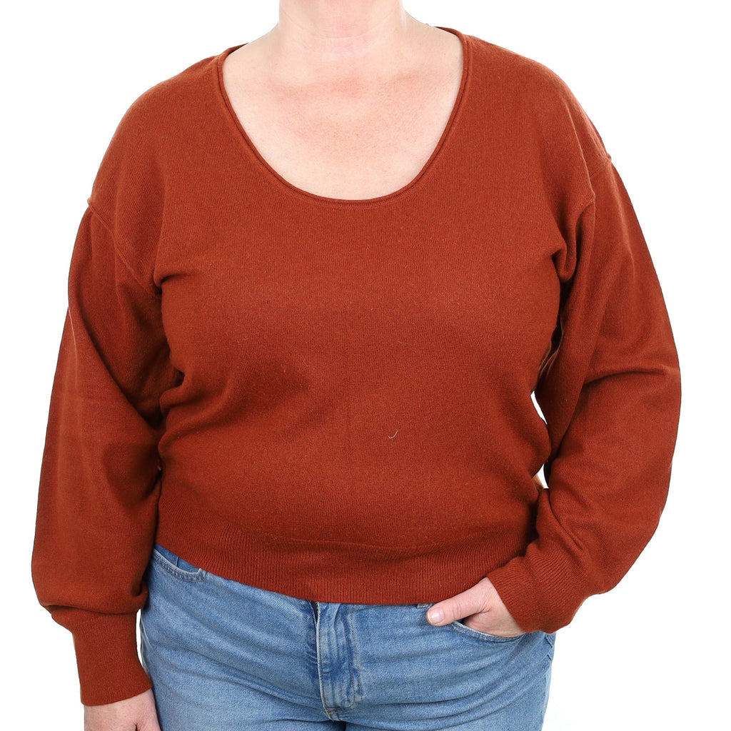 Rust Cashmere Scoop Neck Jumper Extra Large