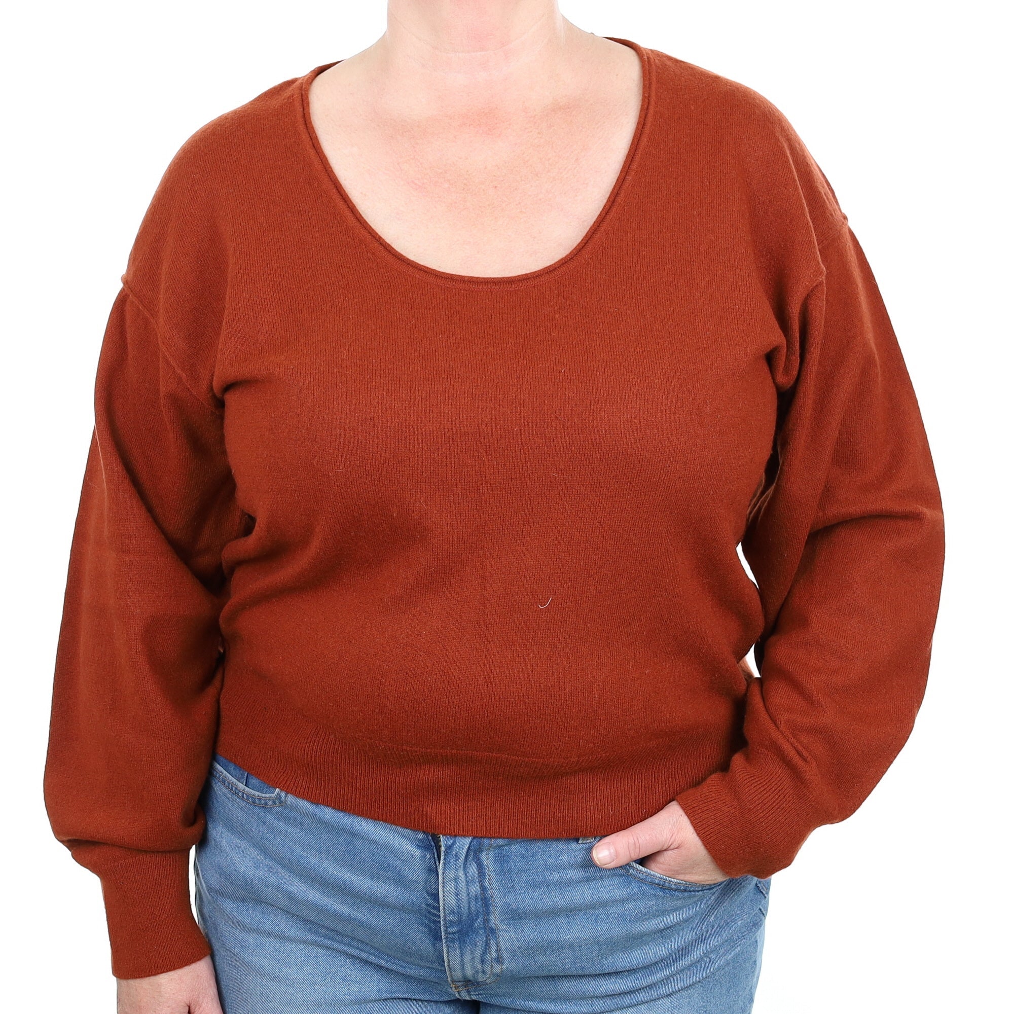 Rust Cashmere Scoop Neck Jumper Extra Large