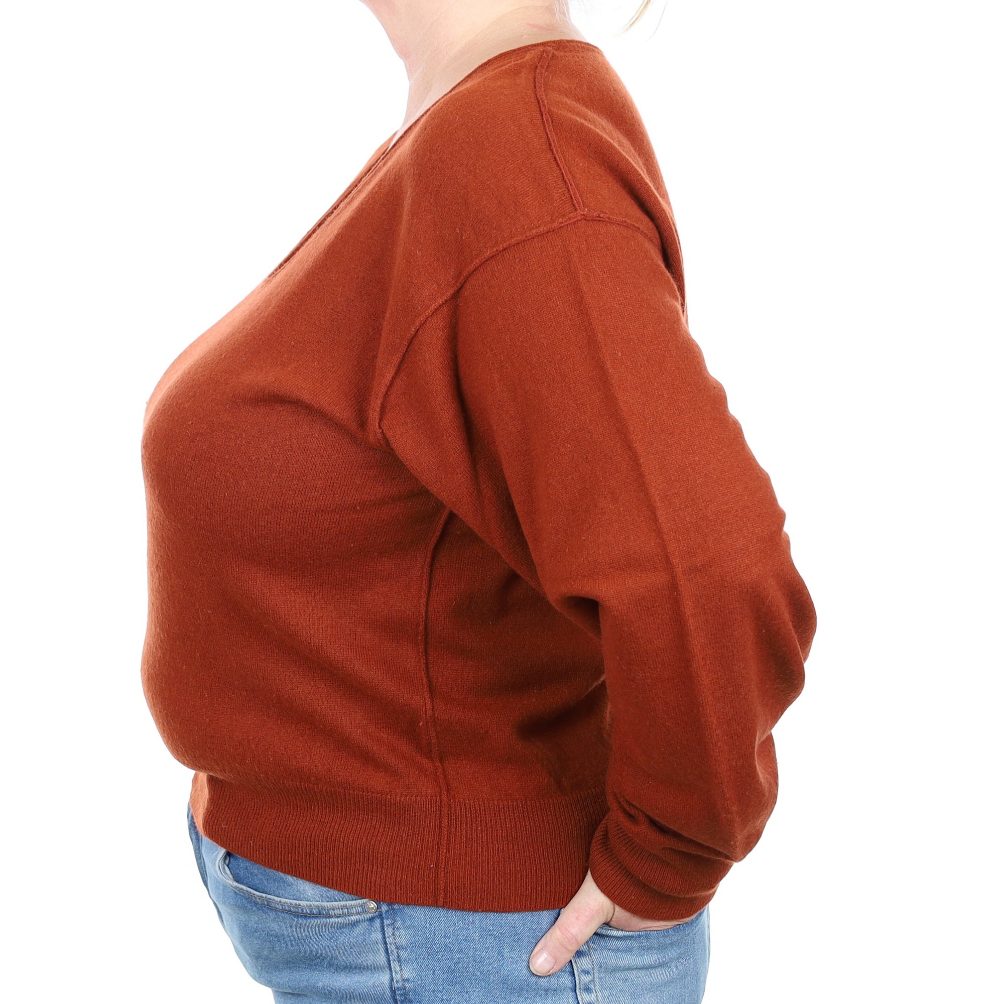 Rust Cashmere Scoop Neck Jumper Extra Large