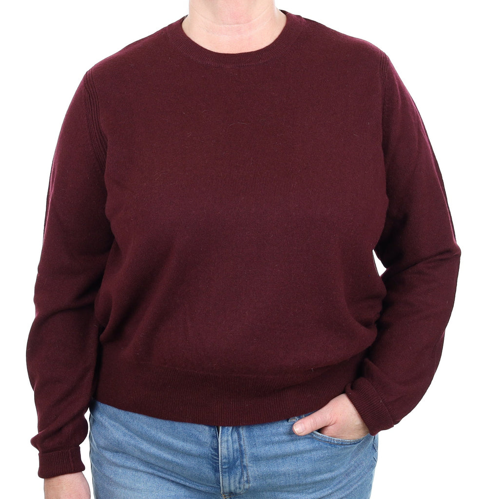Aubergine Purple Cashmere Crew Neck Jumper Extra Large