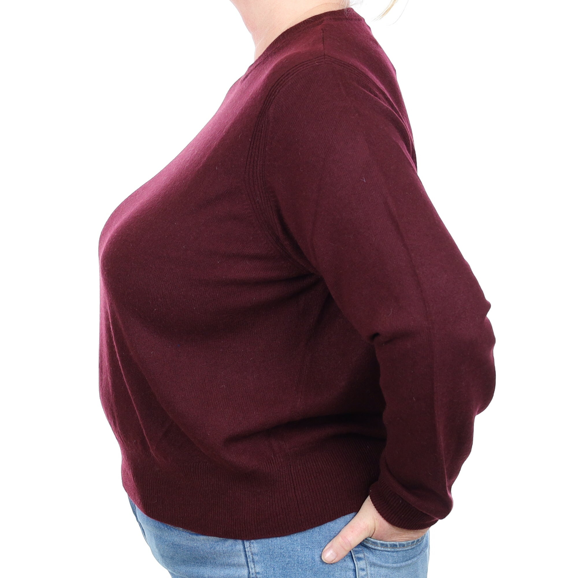 Aubergine Purple Cashmere Crew Neck Jumper Extra Large