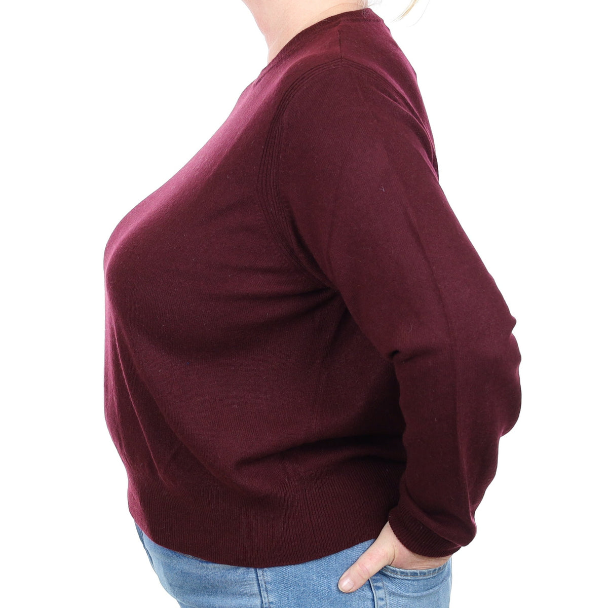 Aubergine Purple Cashmere Crew Neck Jumper Extra Large