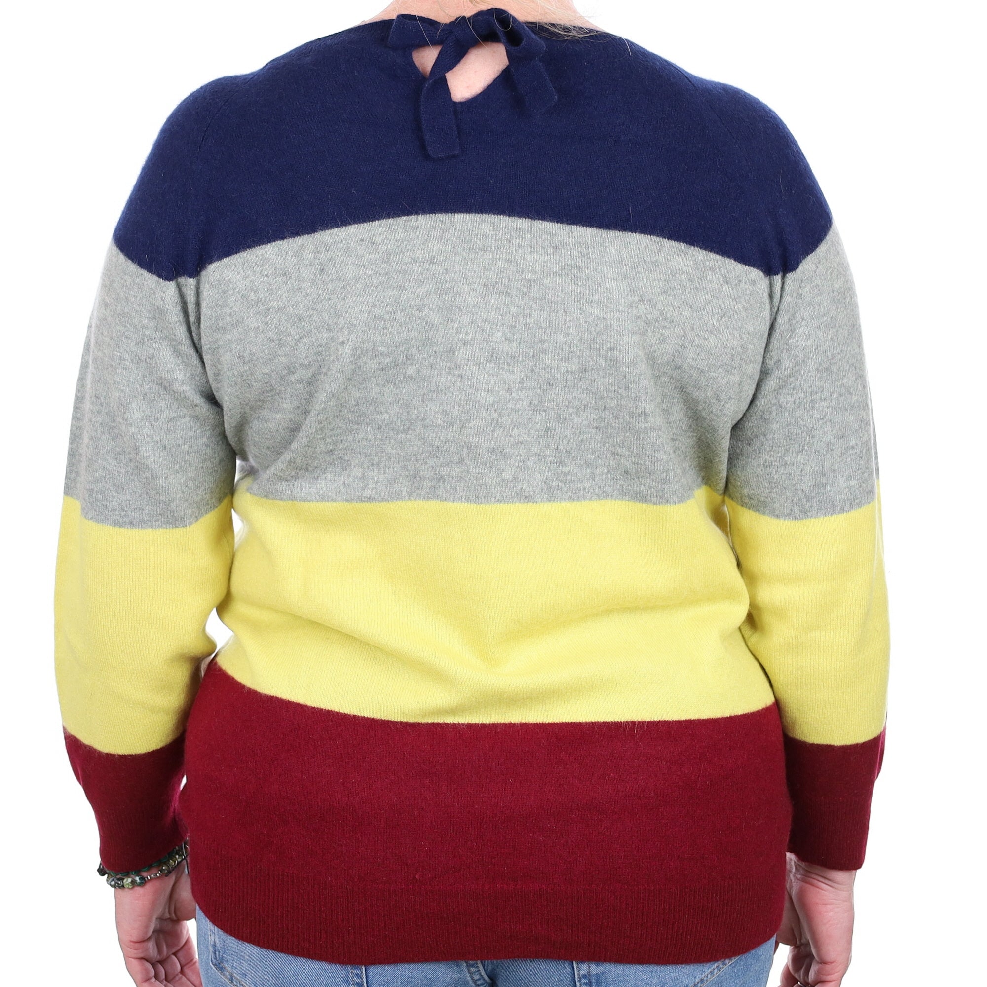 Multicolour Stripe Cashmere Crew Neck Jumper Extra Large