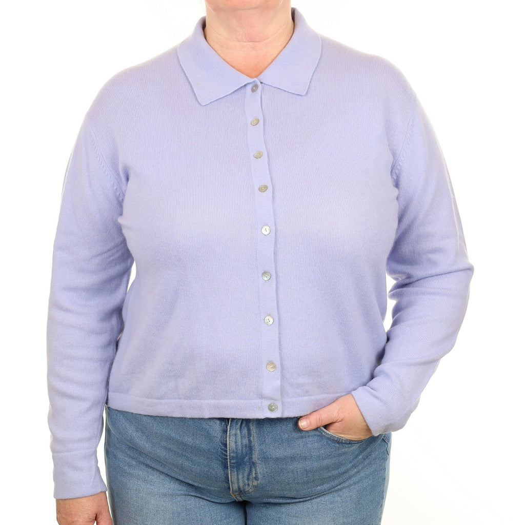 Powder Blue Cashmere Collared Cardigan Extra Large