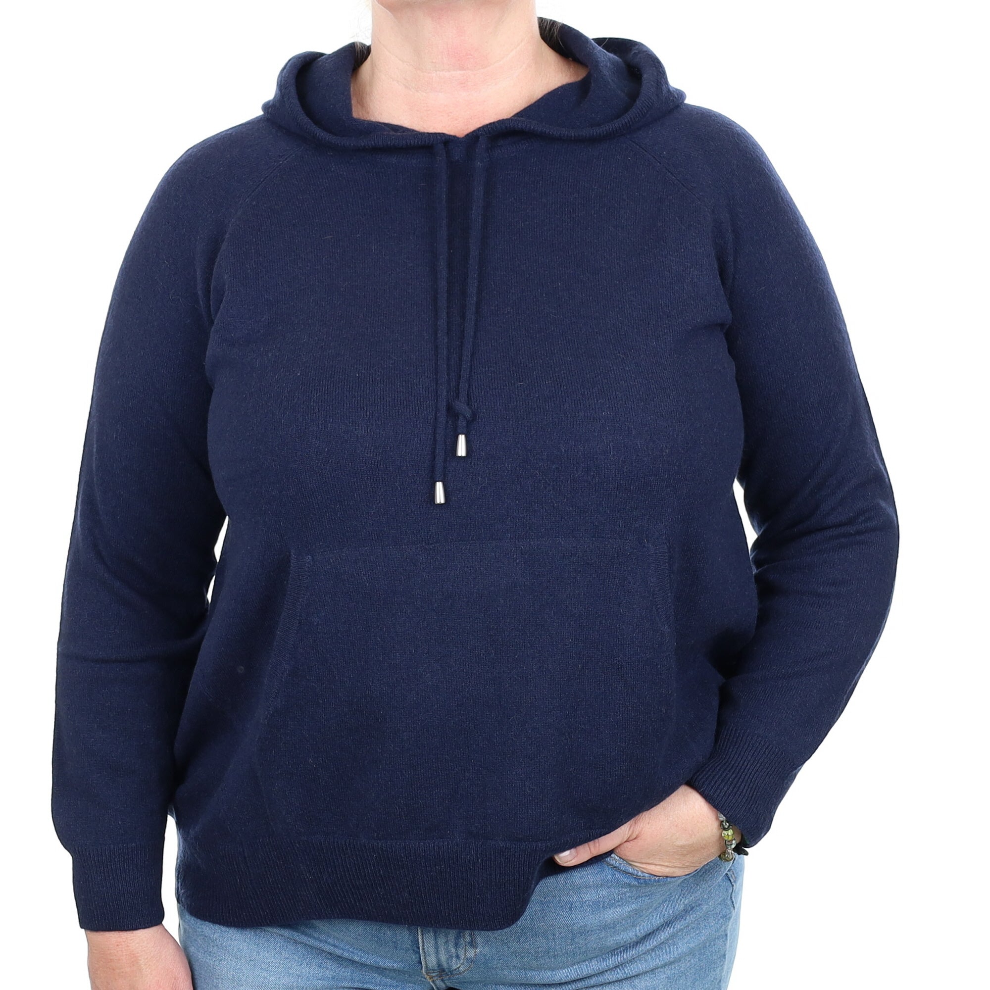 Navy Blue Cashmere Hoodie Extra Large