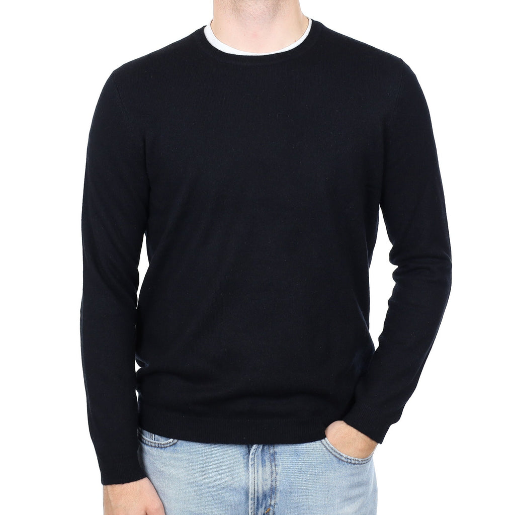 Men's Black Cashmere Crew Neck Jumper Large