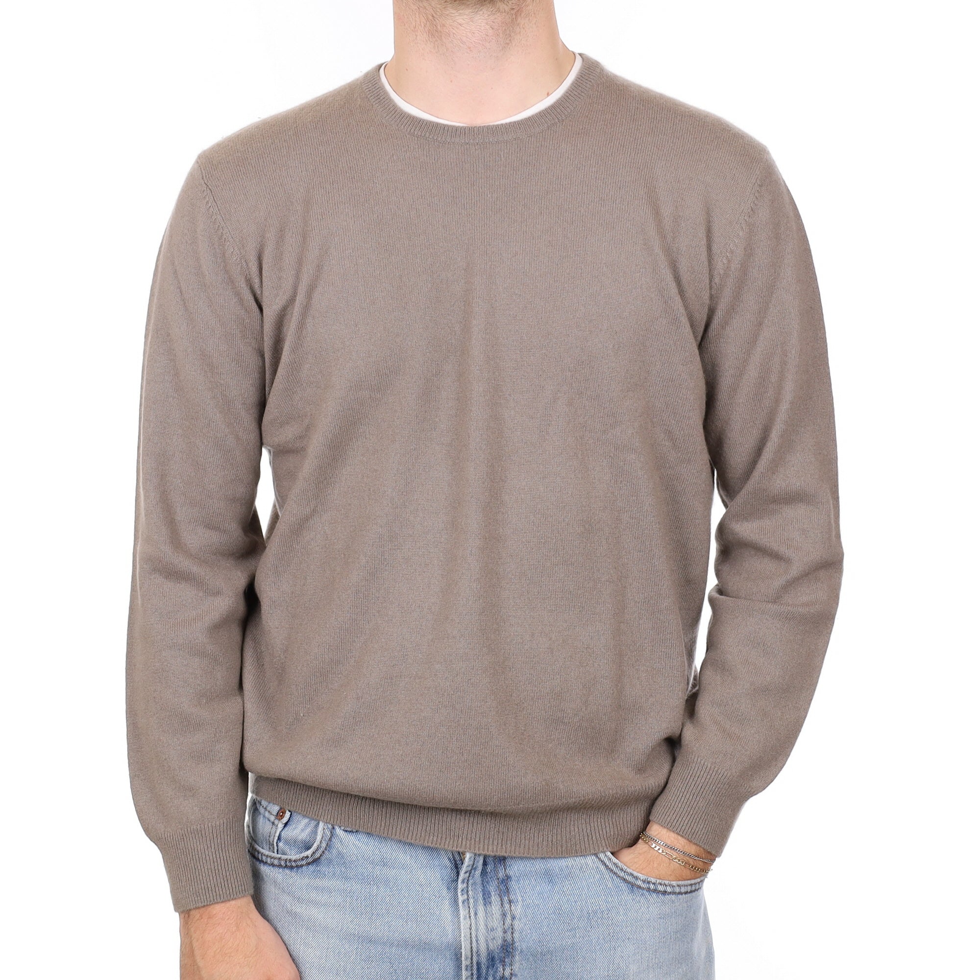 Men's Mink Cashmere Crew Neck Jumper Large