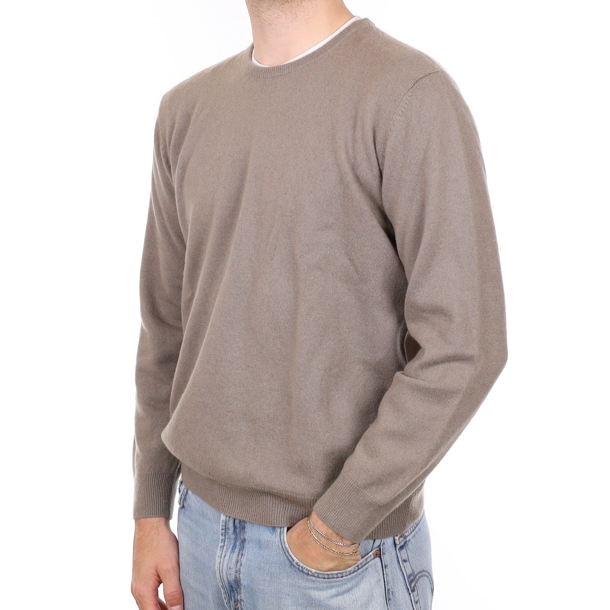 Men's Mink Cashmere Crew Neck Jumper Large