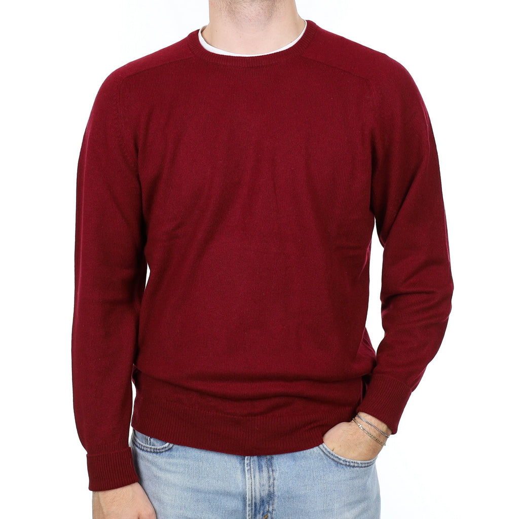 Men's Vintage Pringle Burgundy Cashmere Crew Neck Jumper Large