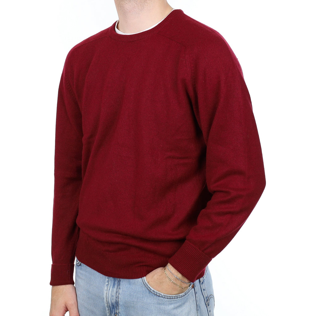 Men's Vintage Pringle Burgundy Cashmere Crew Neck Jumper Large