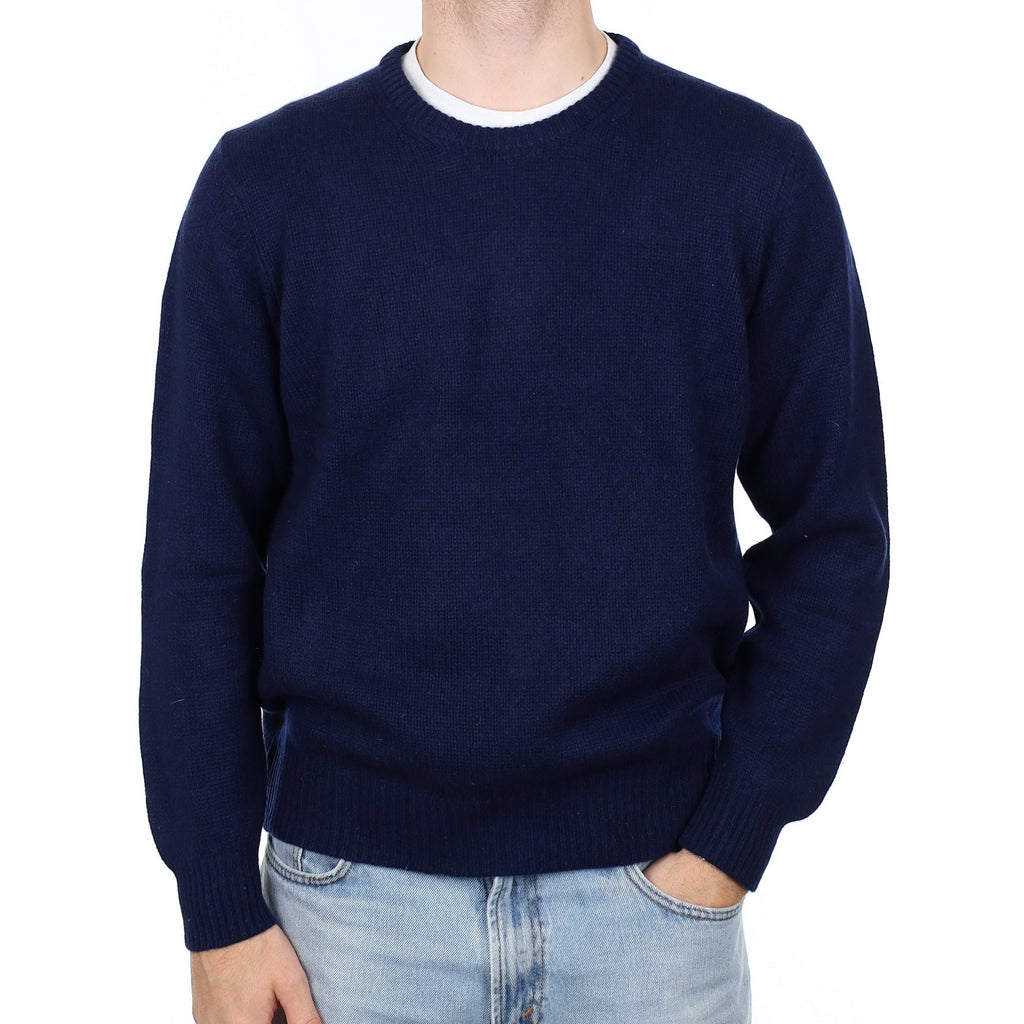 Men's Navy Chunky Cashmere Crew Neck Jumper Large