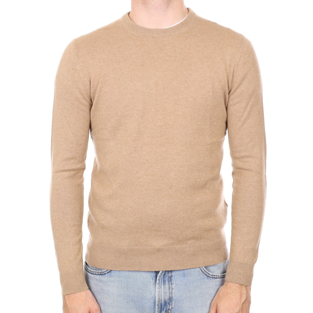 Men's Caramel Brown Cashmere Crew Neck Jumper Medium