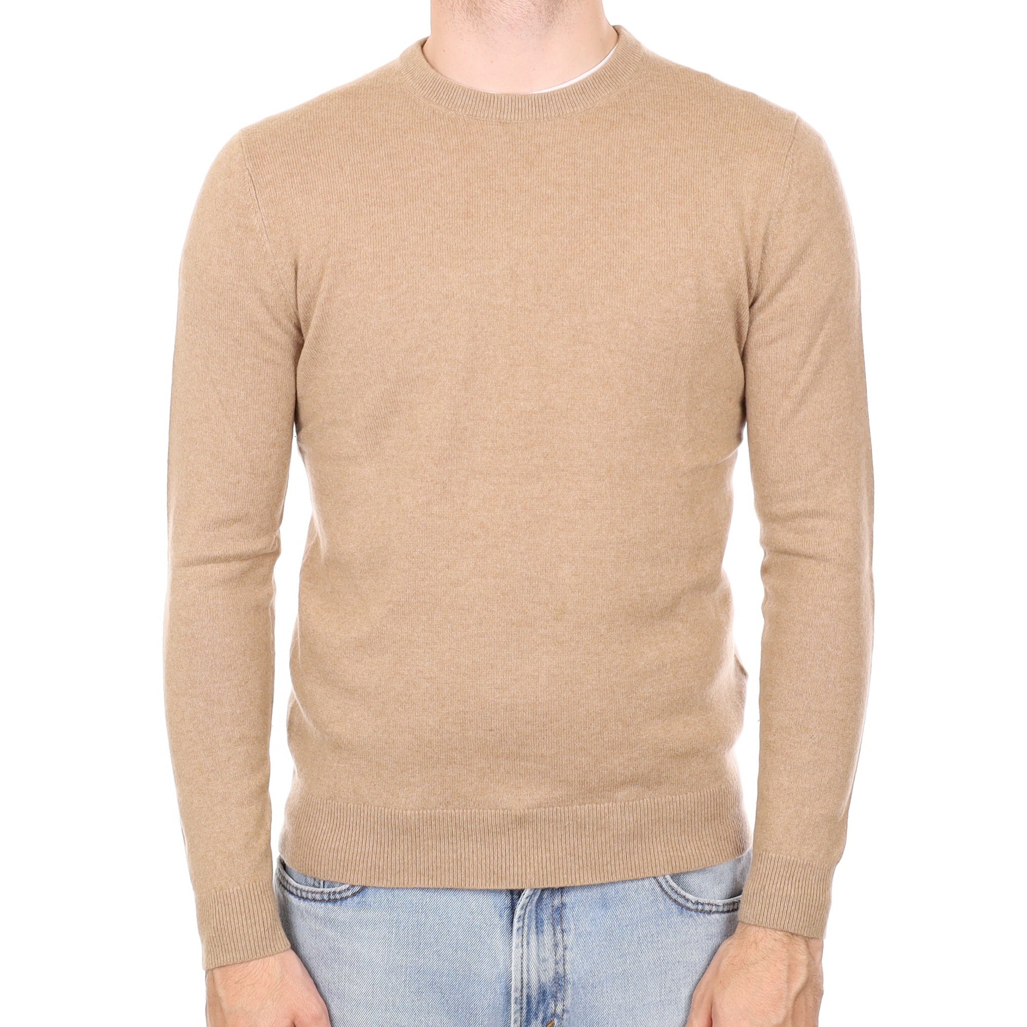 Men's Caramel Brown Cashmere Crew Neck Jumper Medium