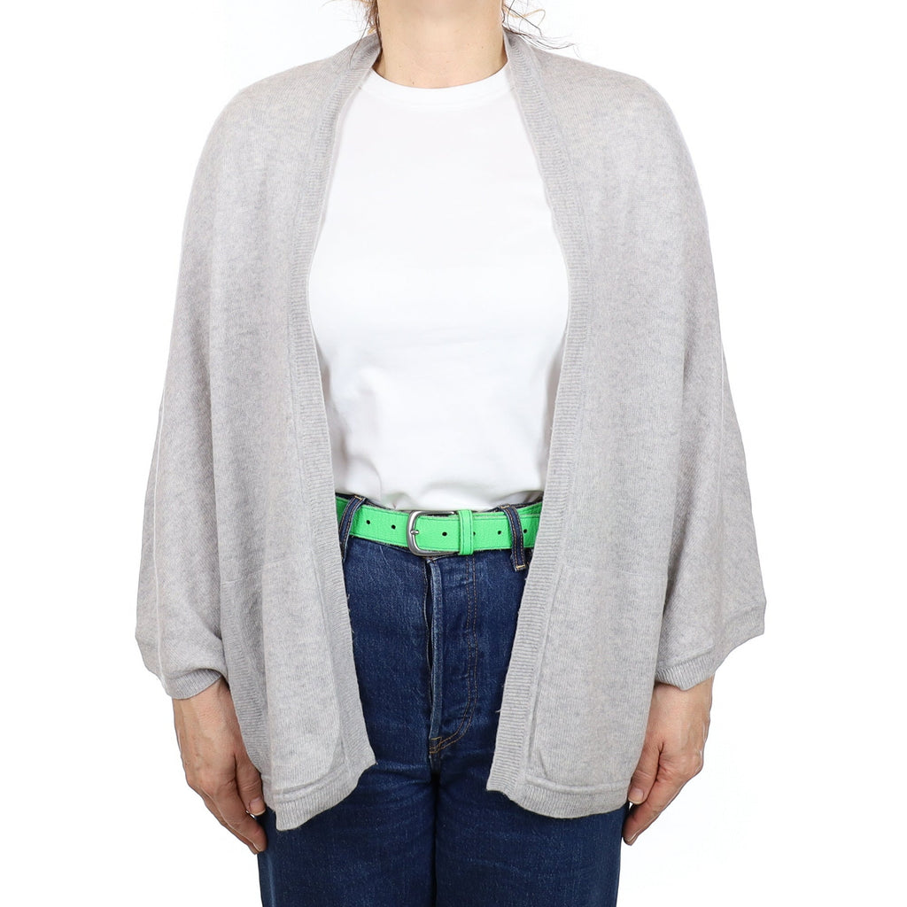 Mist Grey Cashmere Slouchy Batwing Cardigan with Pockets Medium