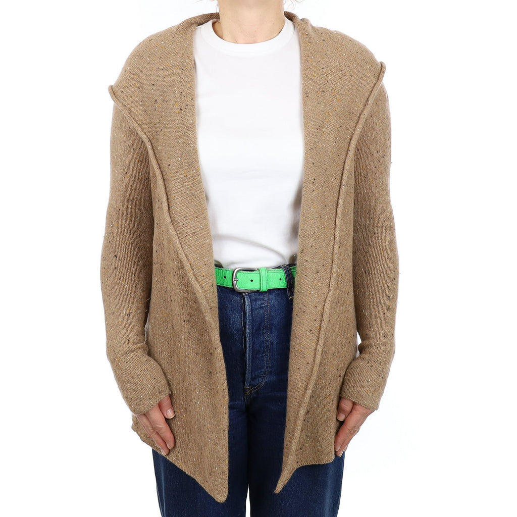 Vince Taupe Fleck Cashmere Edge to Edge Cardigan with Hood Medium