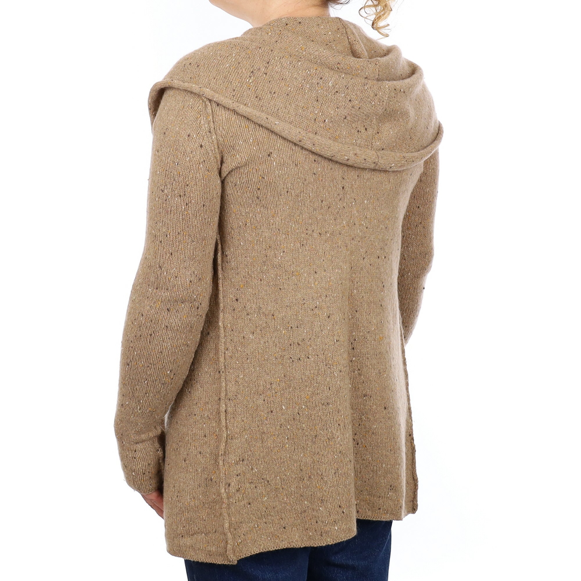 Vince Taupe Fleck Cashmere Edge to Edge Cardigan with Hood Medium