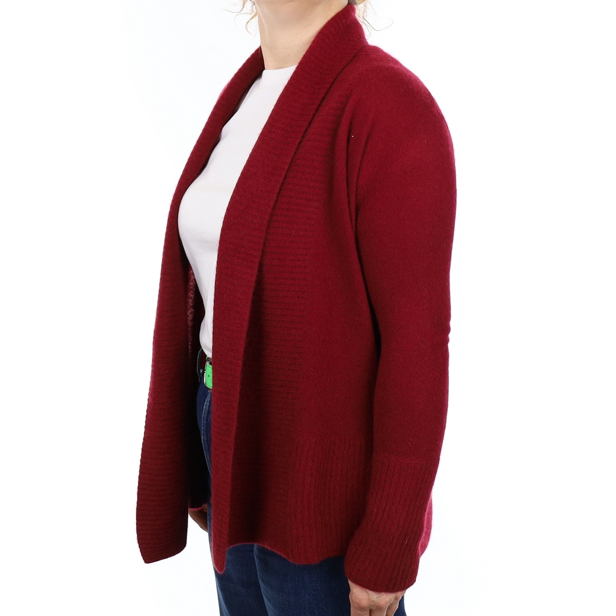 Burgundy Red Cashmere Edge to Edge Cardigan Medium