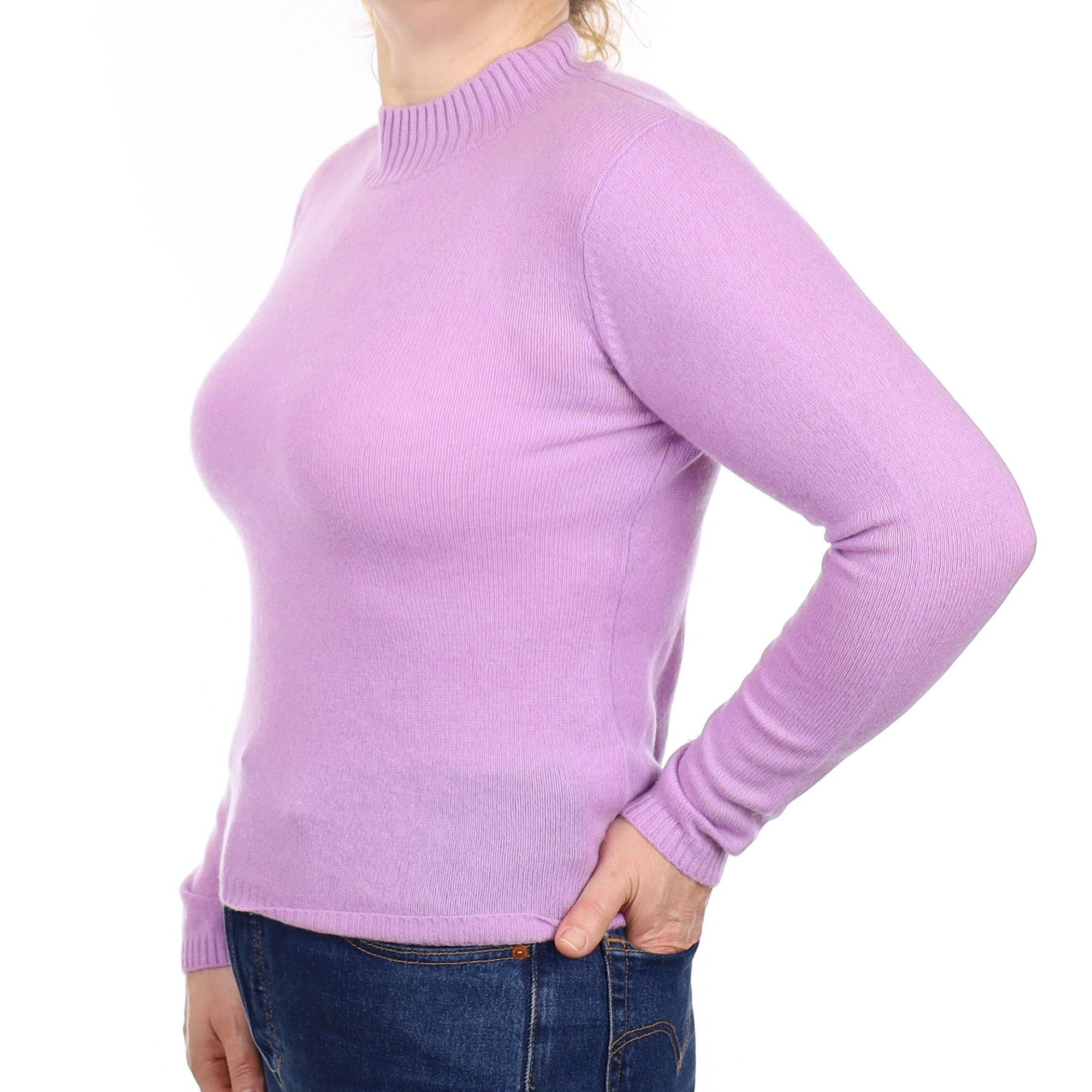 Lilac Purple Cashmere Turtleneck Jumper Medium
