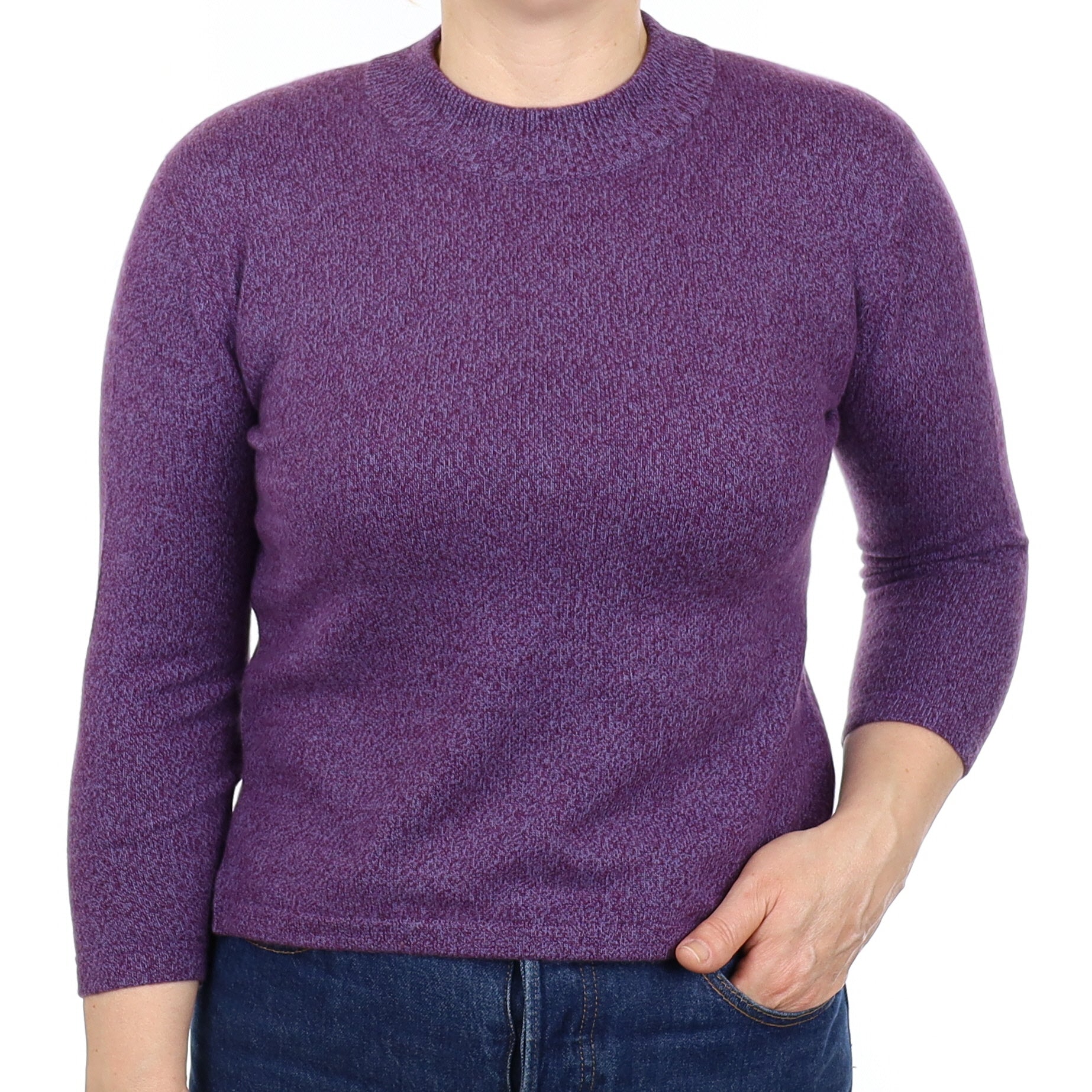 Purple Marl Cashmere Turtleneck Jumper Medium