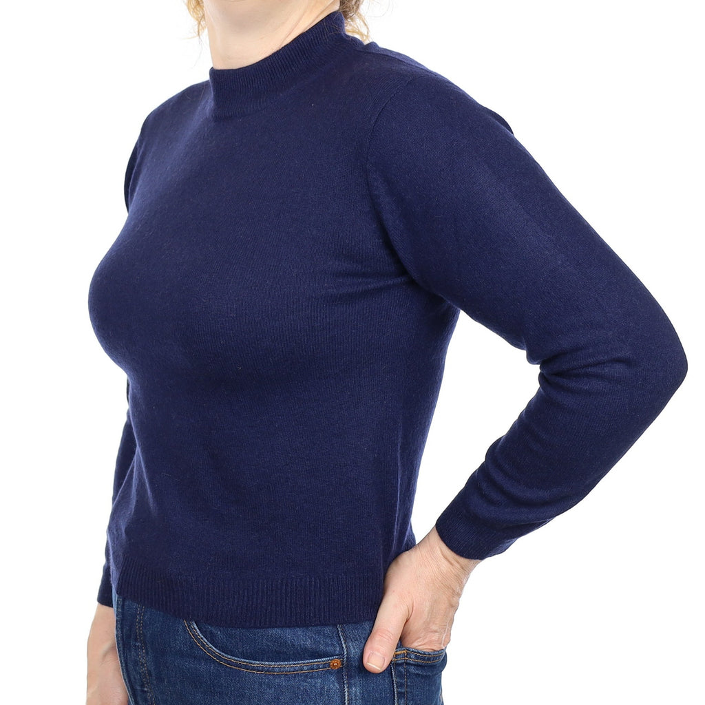 Navy Cashmere Turtleneck Jumper Medium