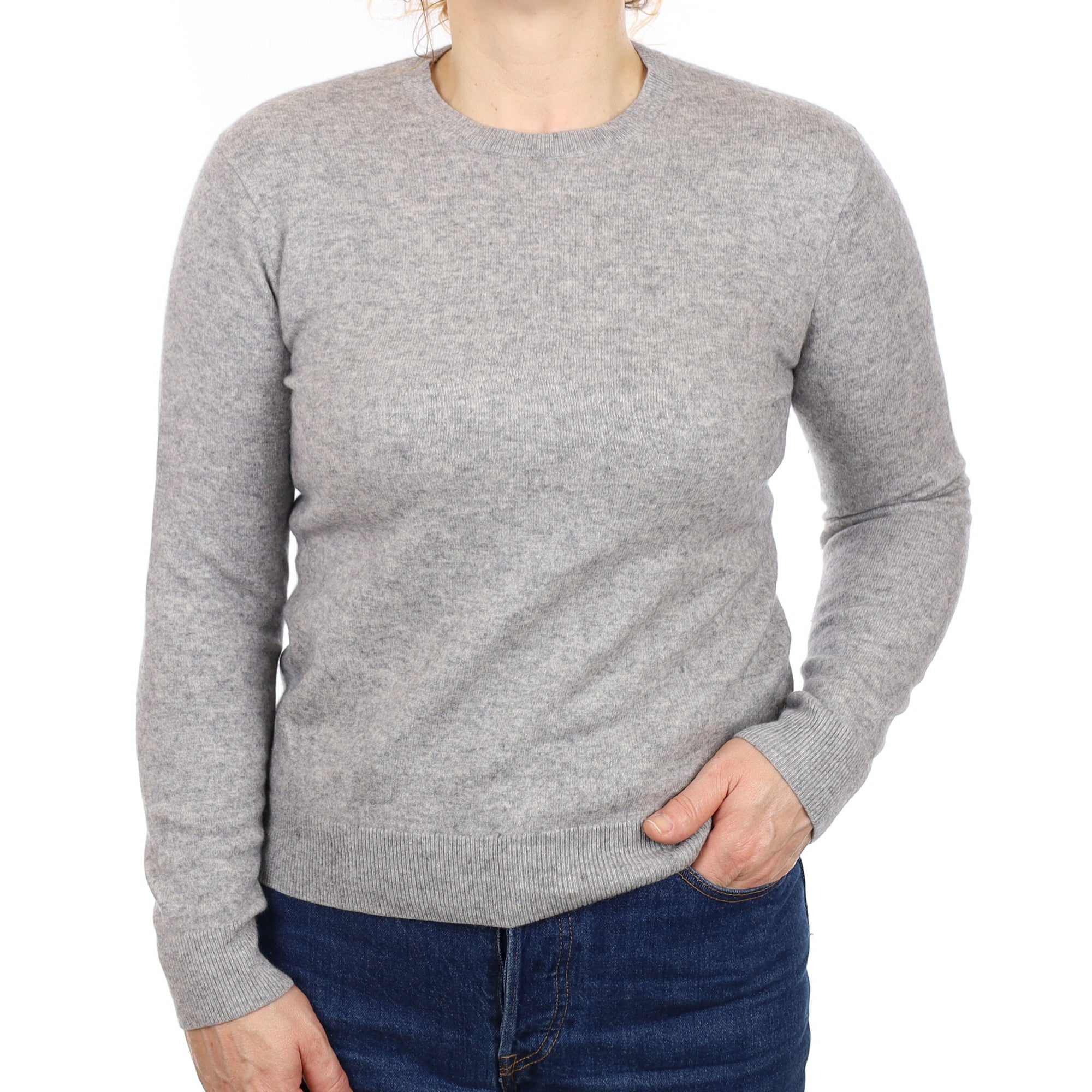 Smoke Grey Cashmere Crew Neck Jumper Medium