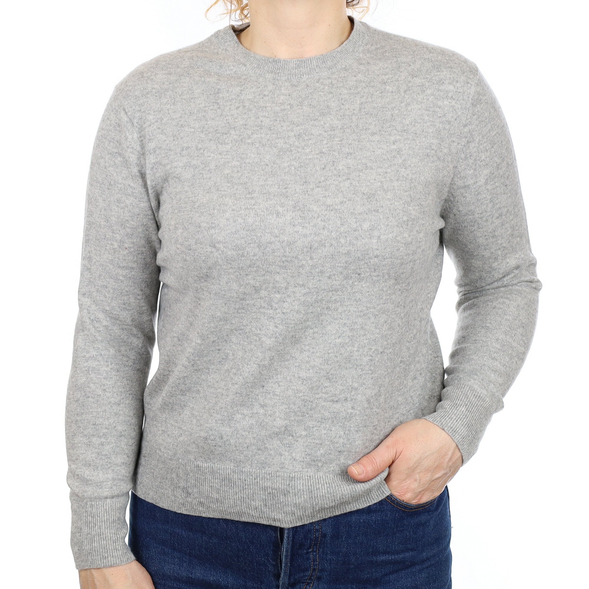 Smoke Grey Cashmere Crew Neck Jumper Medium