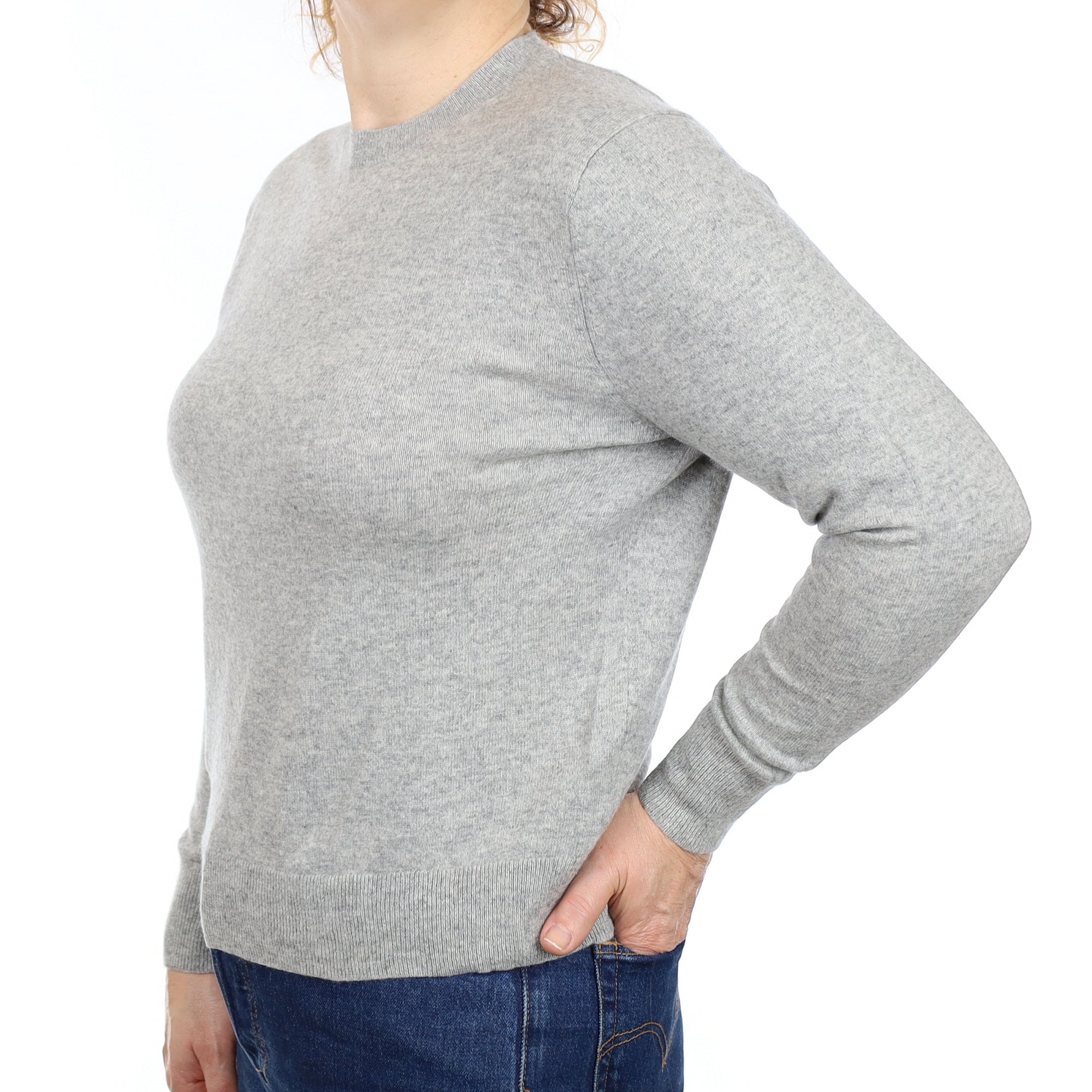 Smoke Grey Cashmere Crew Neck Jumper Medium
