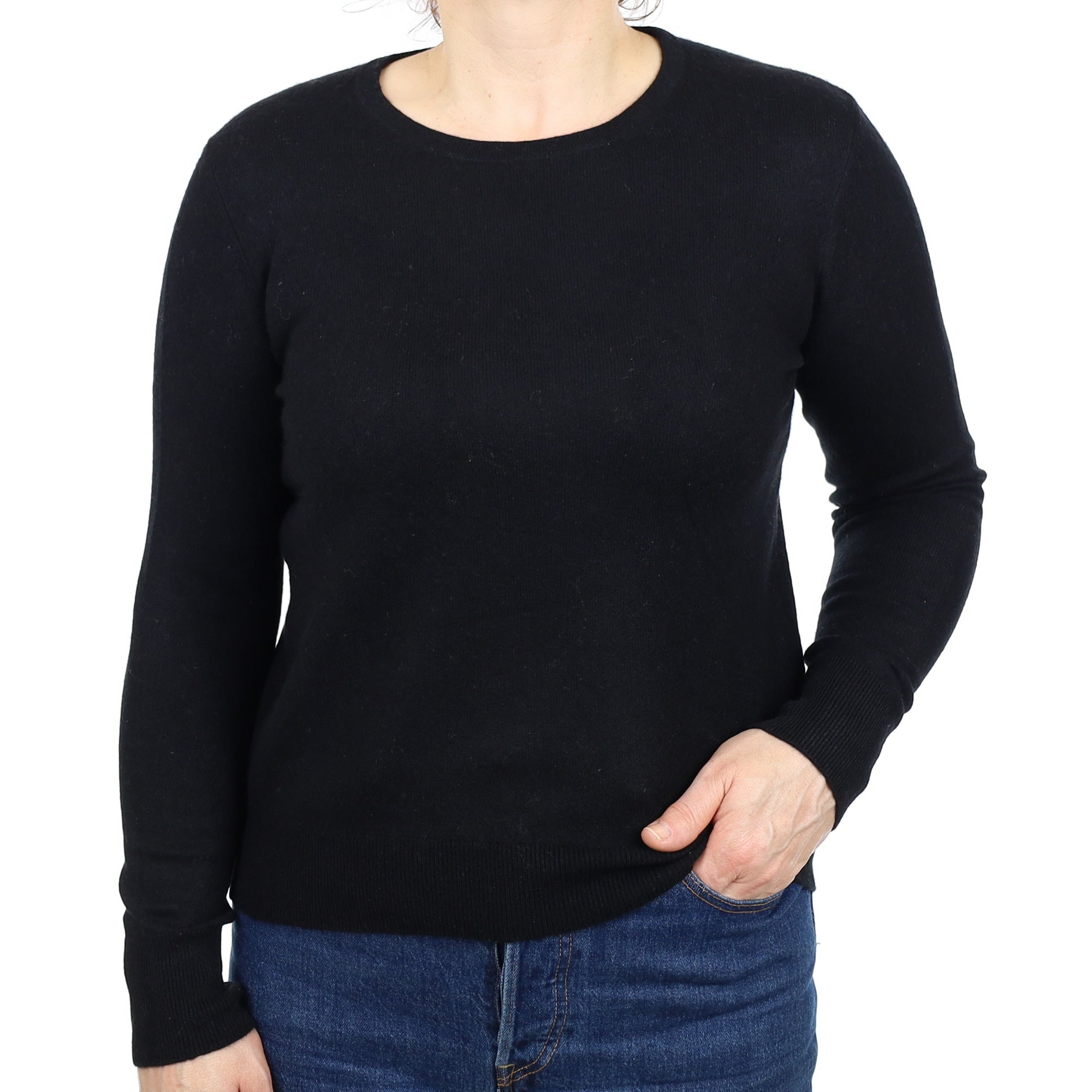 Black Cashmere Crew Neck Jumper Medium