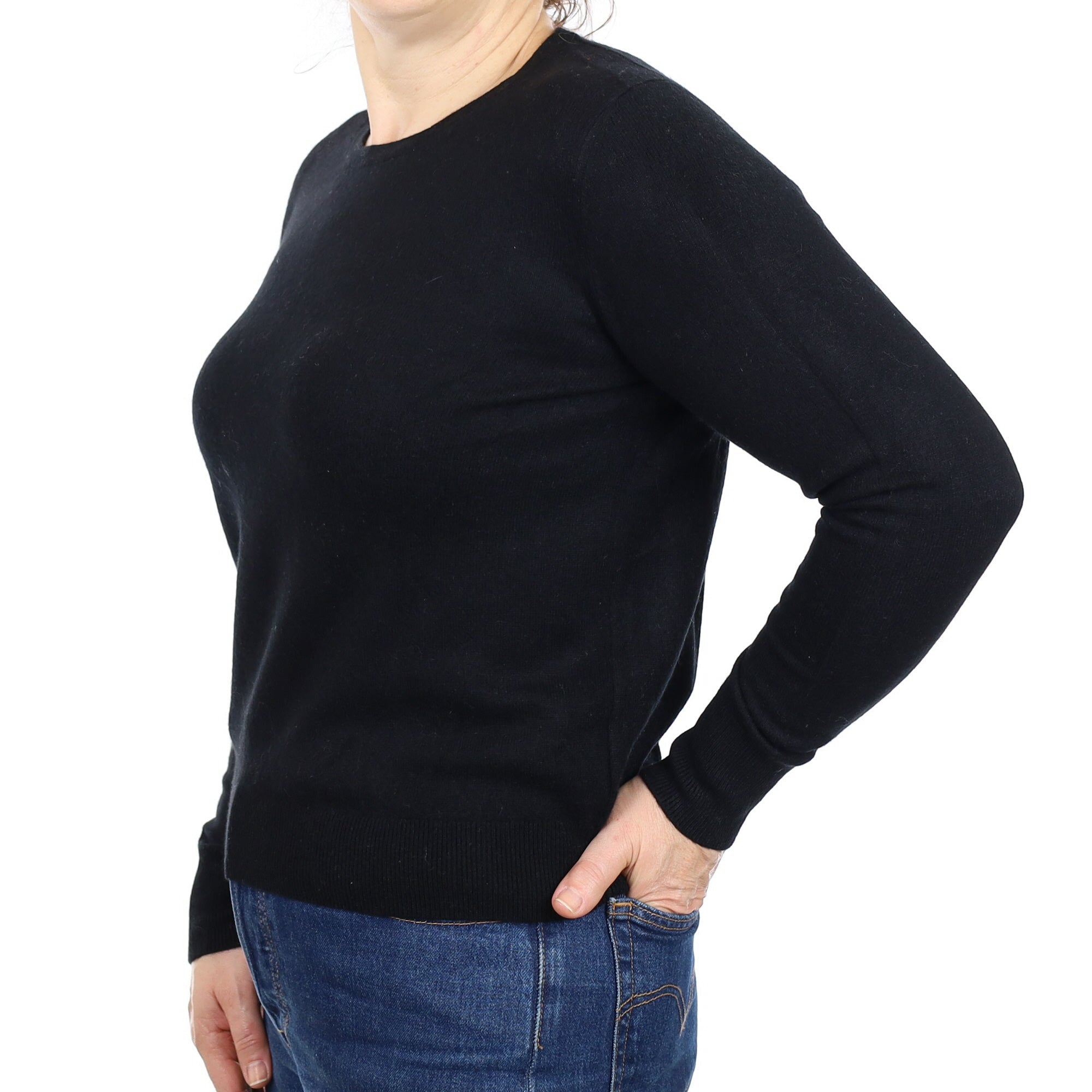 Black Cashmere Crew Neck Jumper Medium