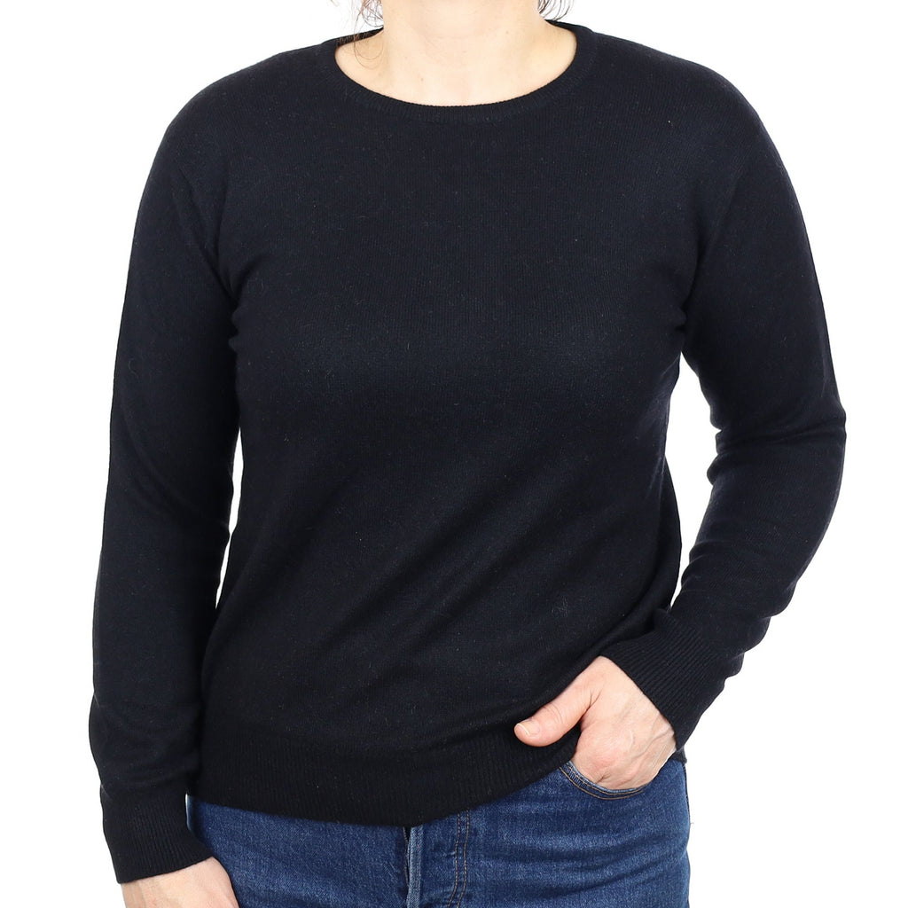 Black Cashmere Crew Neck Jumper Medium