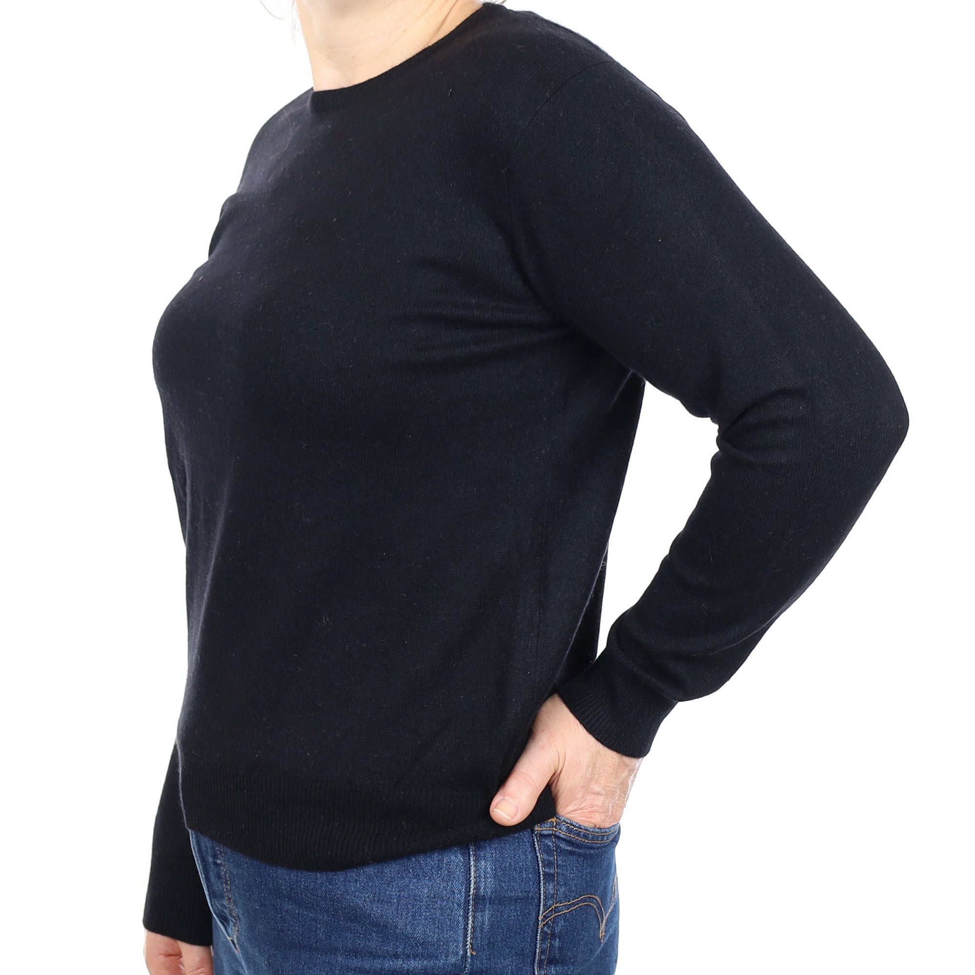 Black Cashmere Crew Neck Jumper Medium