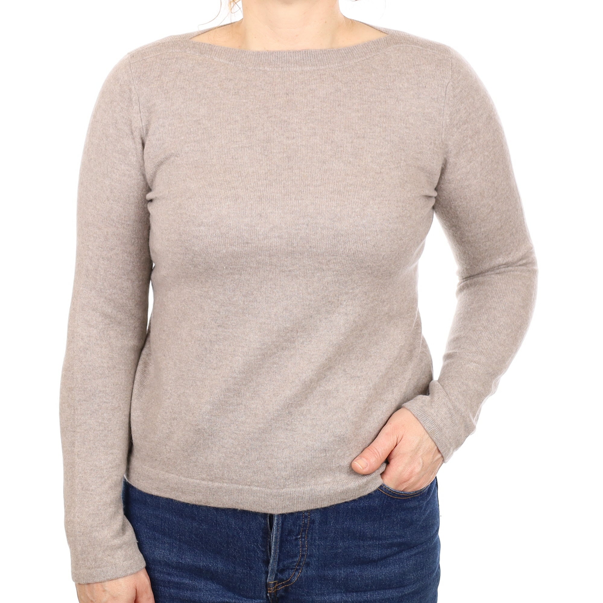 Fawn Cashmere Slash Neck Jumper Medium