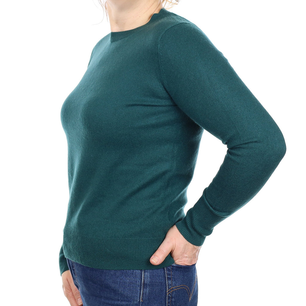 Bottle Green Cashmere Crew Neck Jumper Medium
