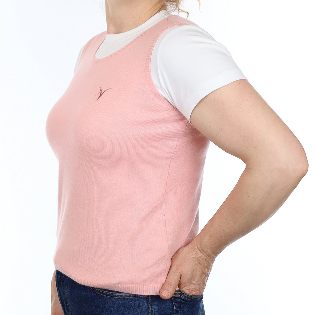 Pale Coral Pink Cashmere Crew Neck Tank Top Medium