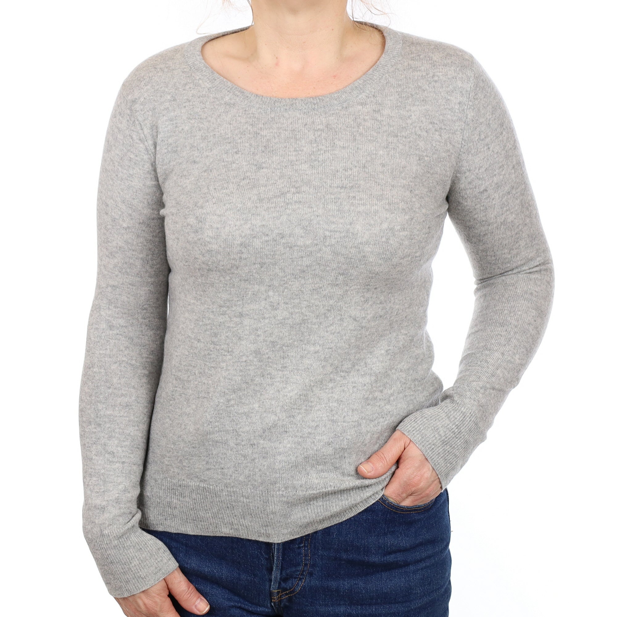 Smoke Grey Cashmere Crew Neck Jumper Medium