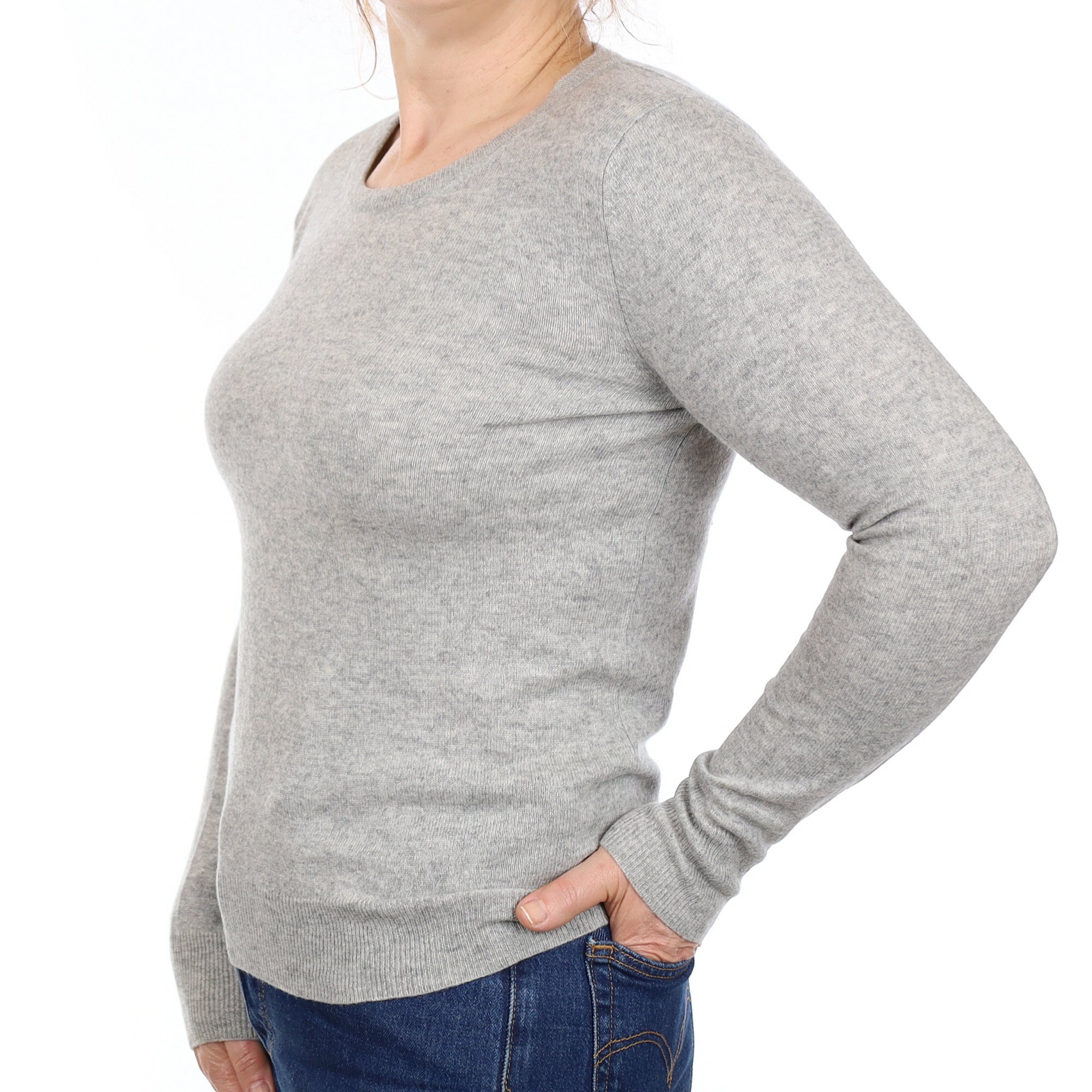 Smoke Grey Cashmere Crew Neck Jumper Medium