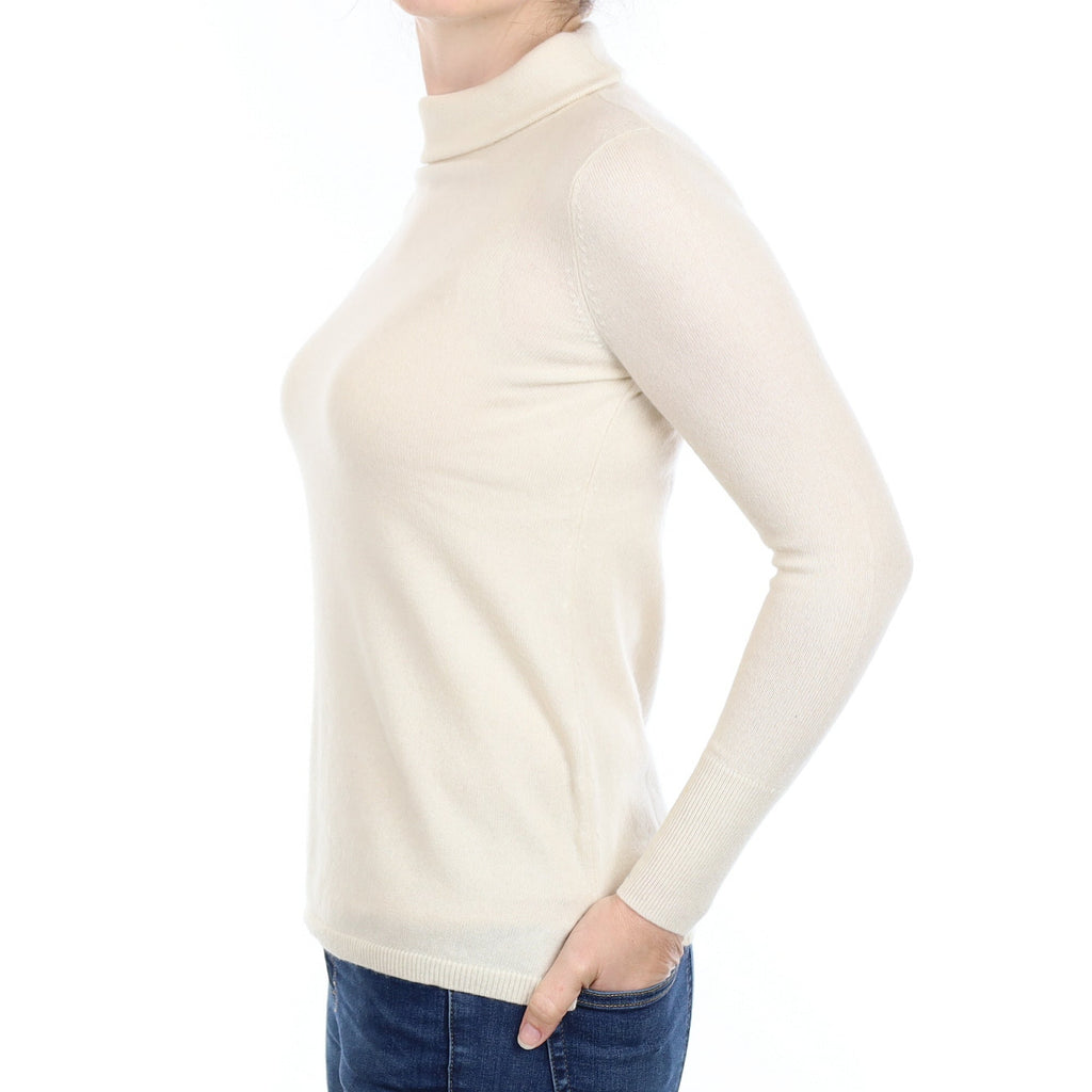 Ivory Cashmere Funnel Neck Jumper Small