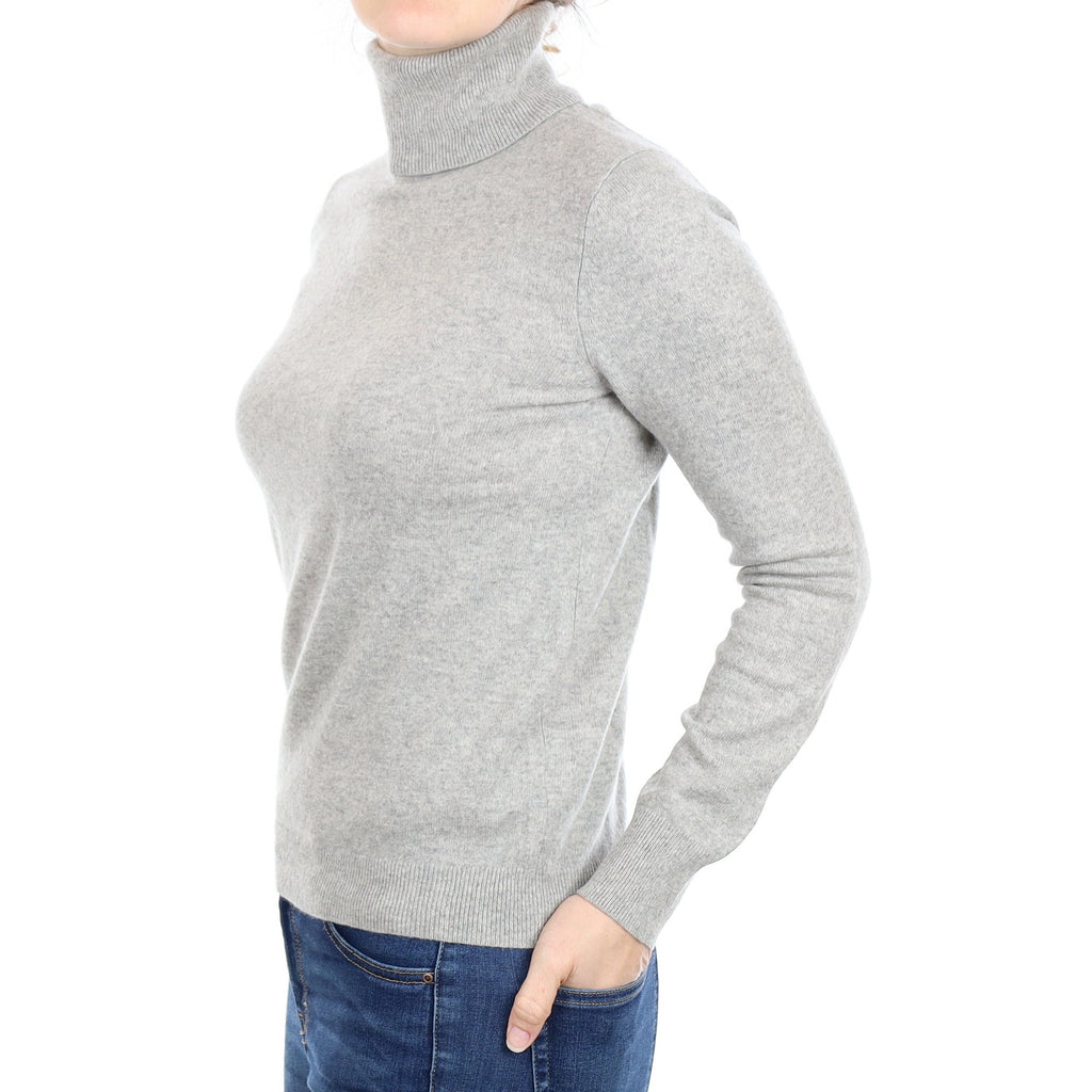 Smoke Grey Cashmere Polo Neck Jumper Small